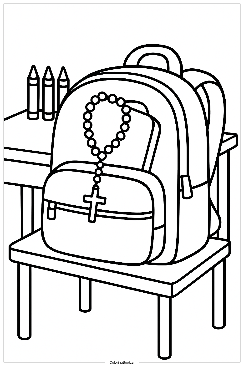 Rosary In School Bag Coloring Page