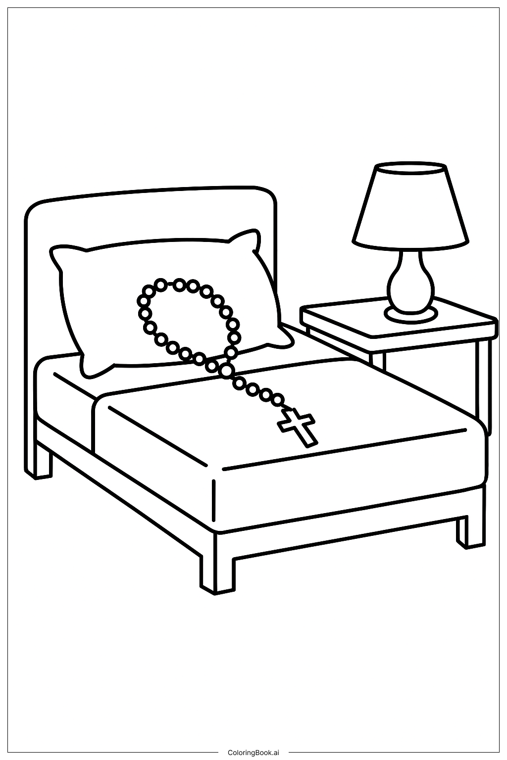  Página para colorir de Terço no Travesseiro 