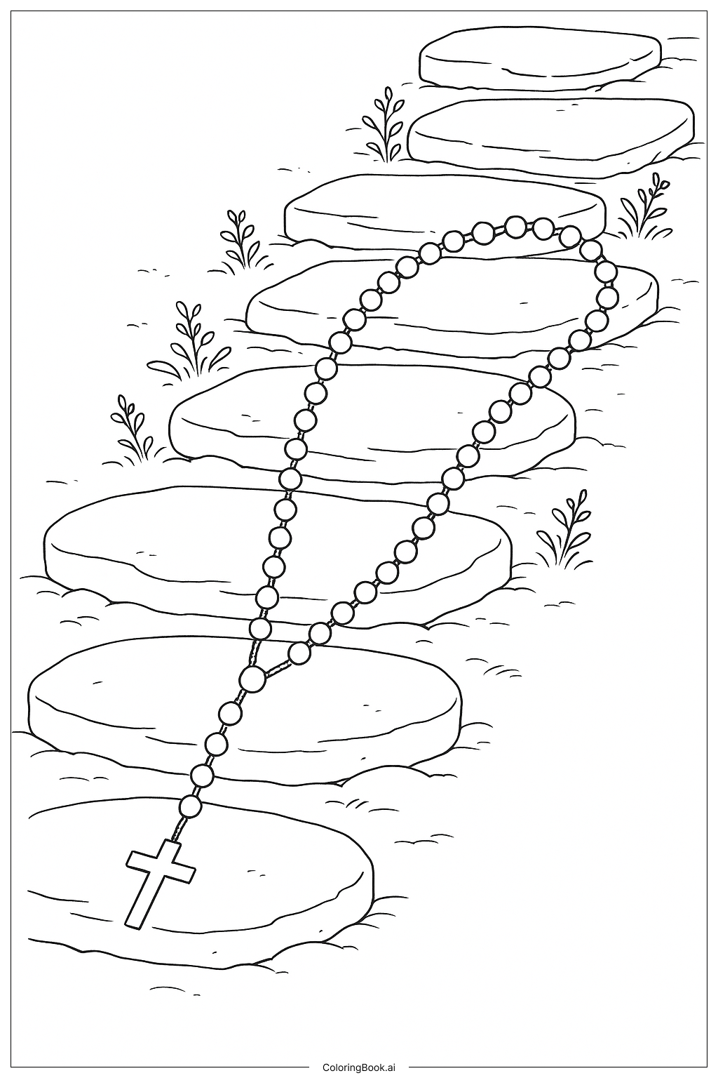 돌길 위의 묵주 색칠공부 페이지