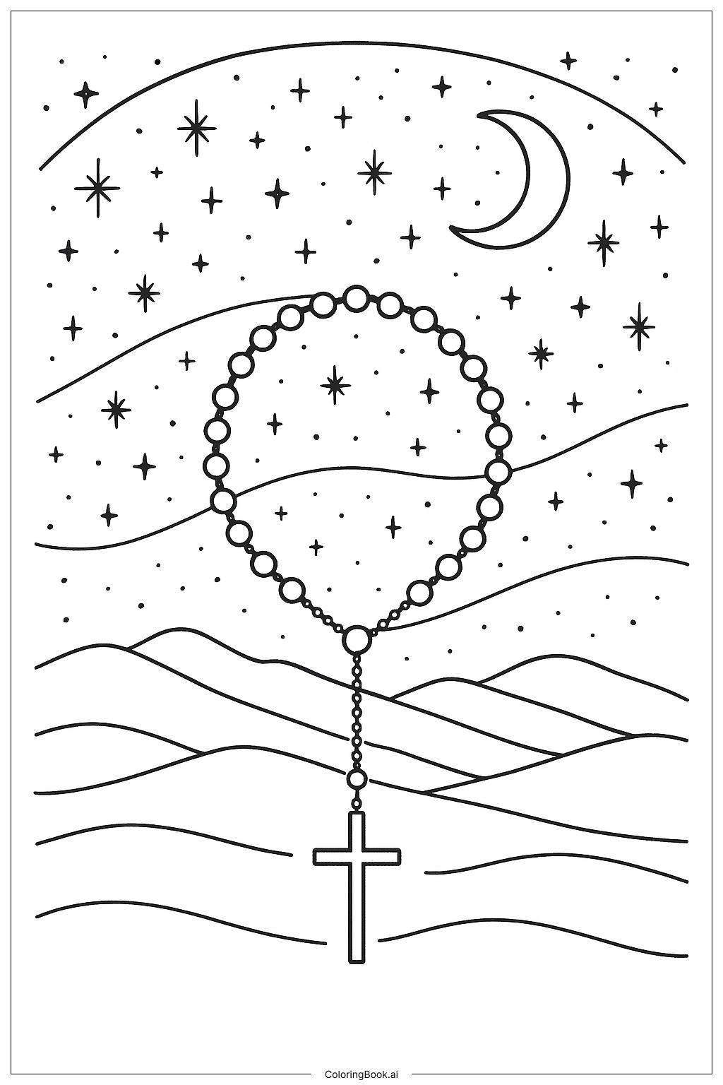  Page de coloriage Chapelet Nuit Étoilée 