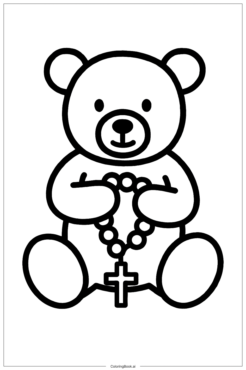 Teddybär mit Rosenkranz