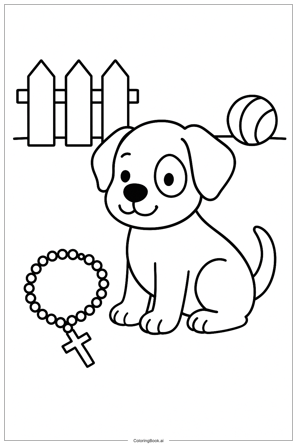강아지와 묵주 색칠공부 페이지