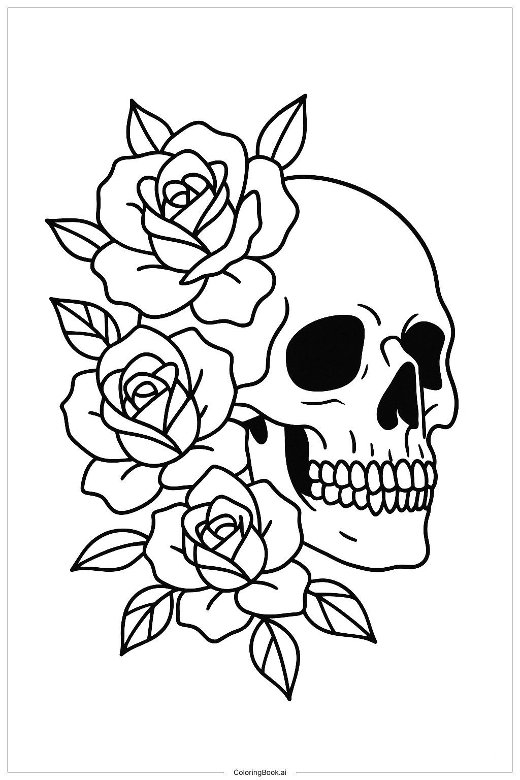  玫瑰骷髏刺青著色頁 