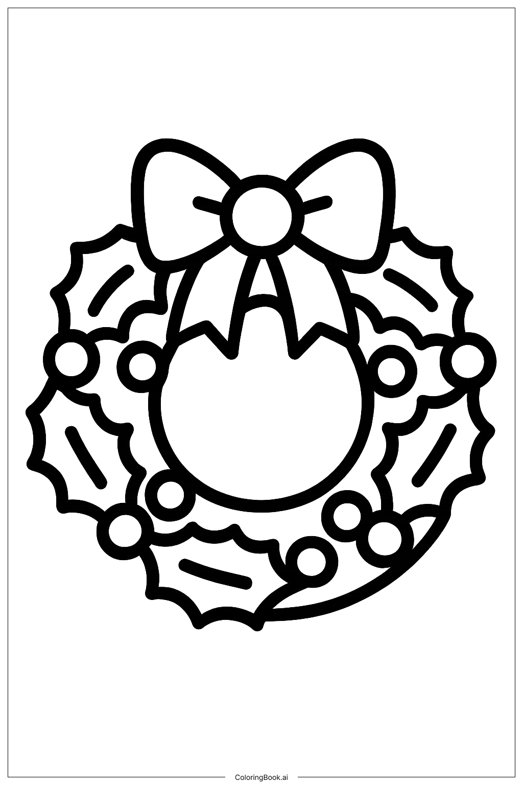  Round Christmas Wreath Coloring Page 