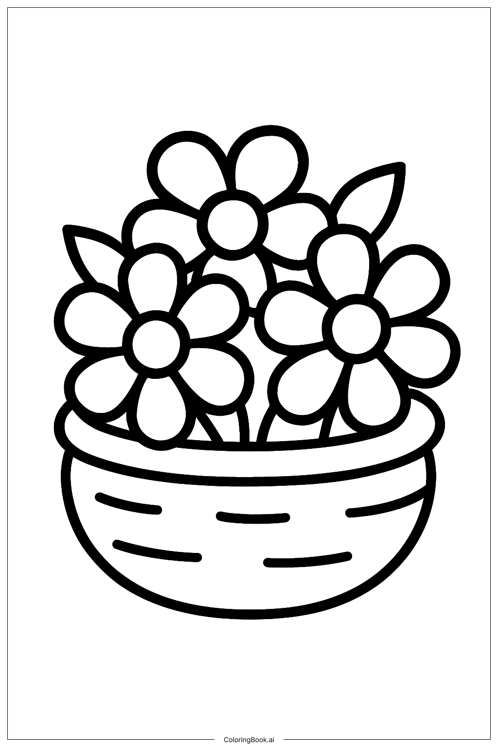 Flowers Coloring Page 