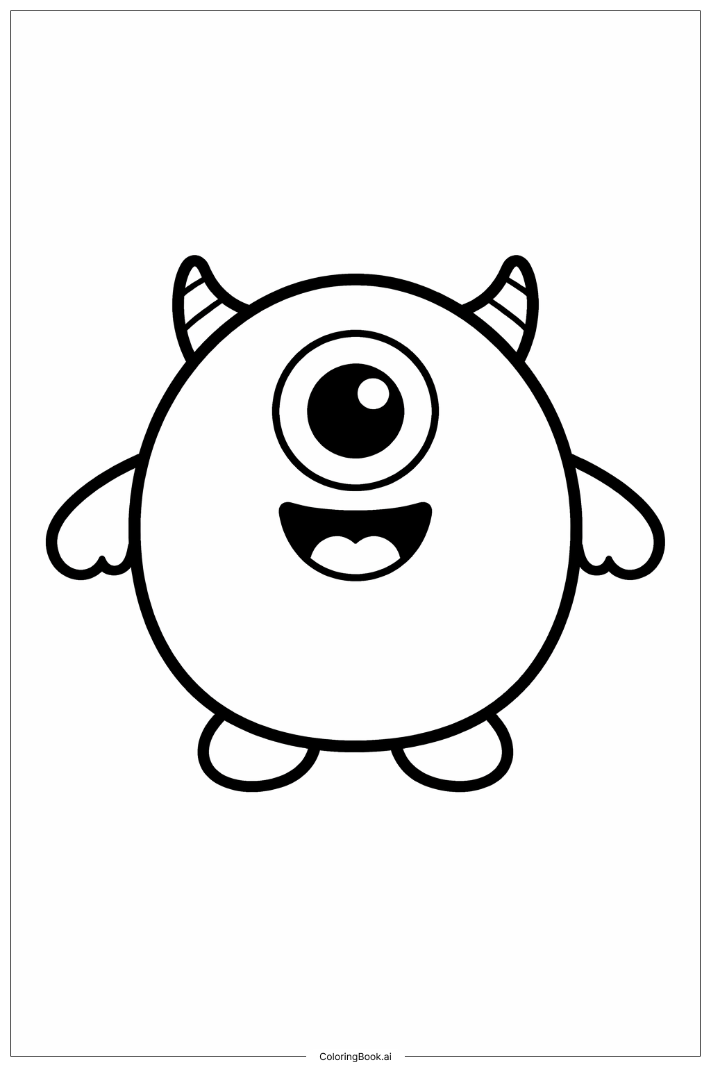  丸いホラーモンスターの塗り絵ページ 