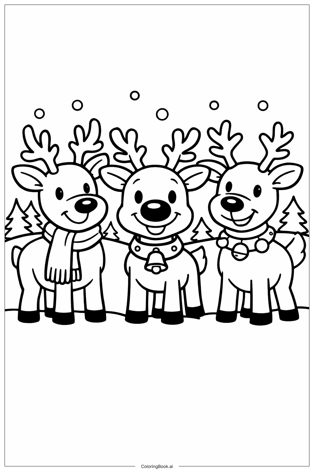  鲁道夫和驯鹿朋友填色页 