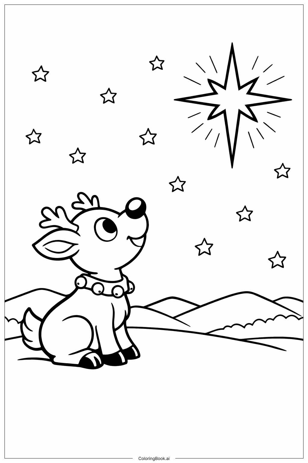 Rudolph und der Sternenhimmel Ausmalseite