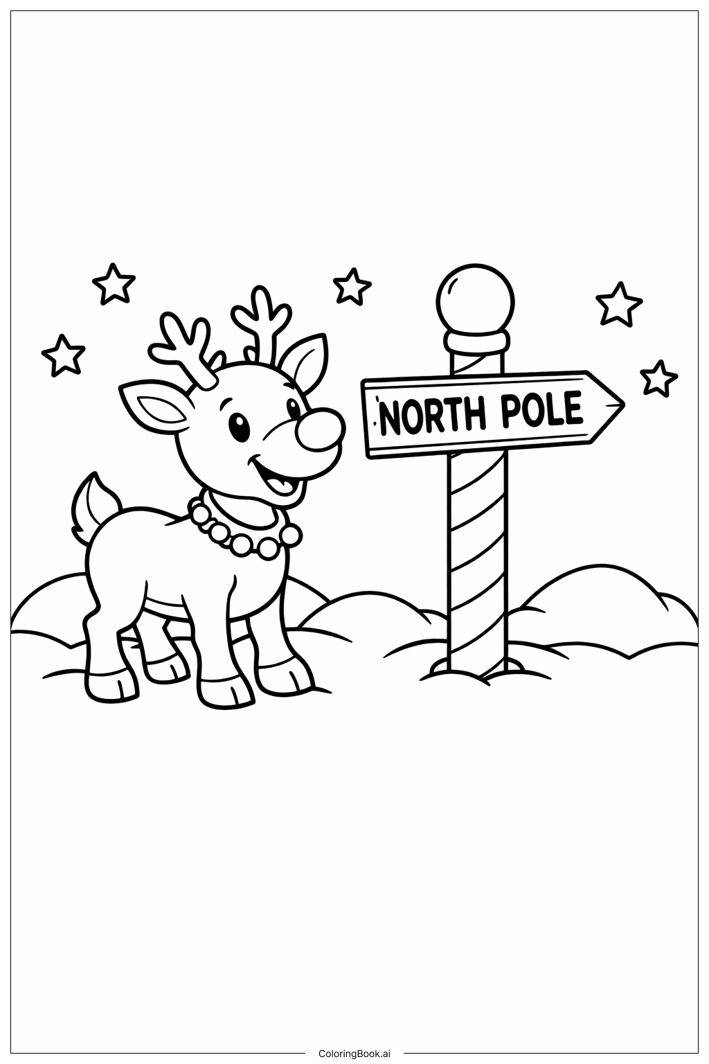  北极鲁道夫指示牌填色页 
