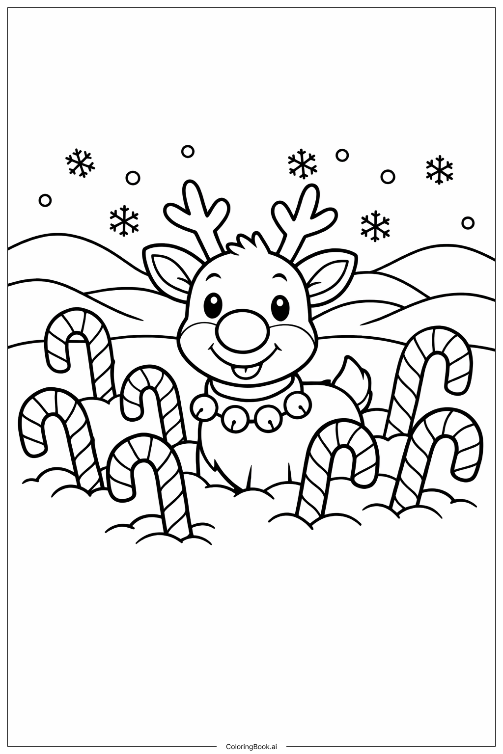  Rudolph By Candy Canes Coloring Page 