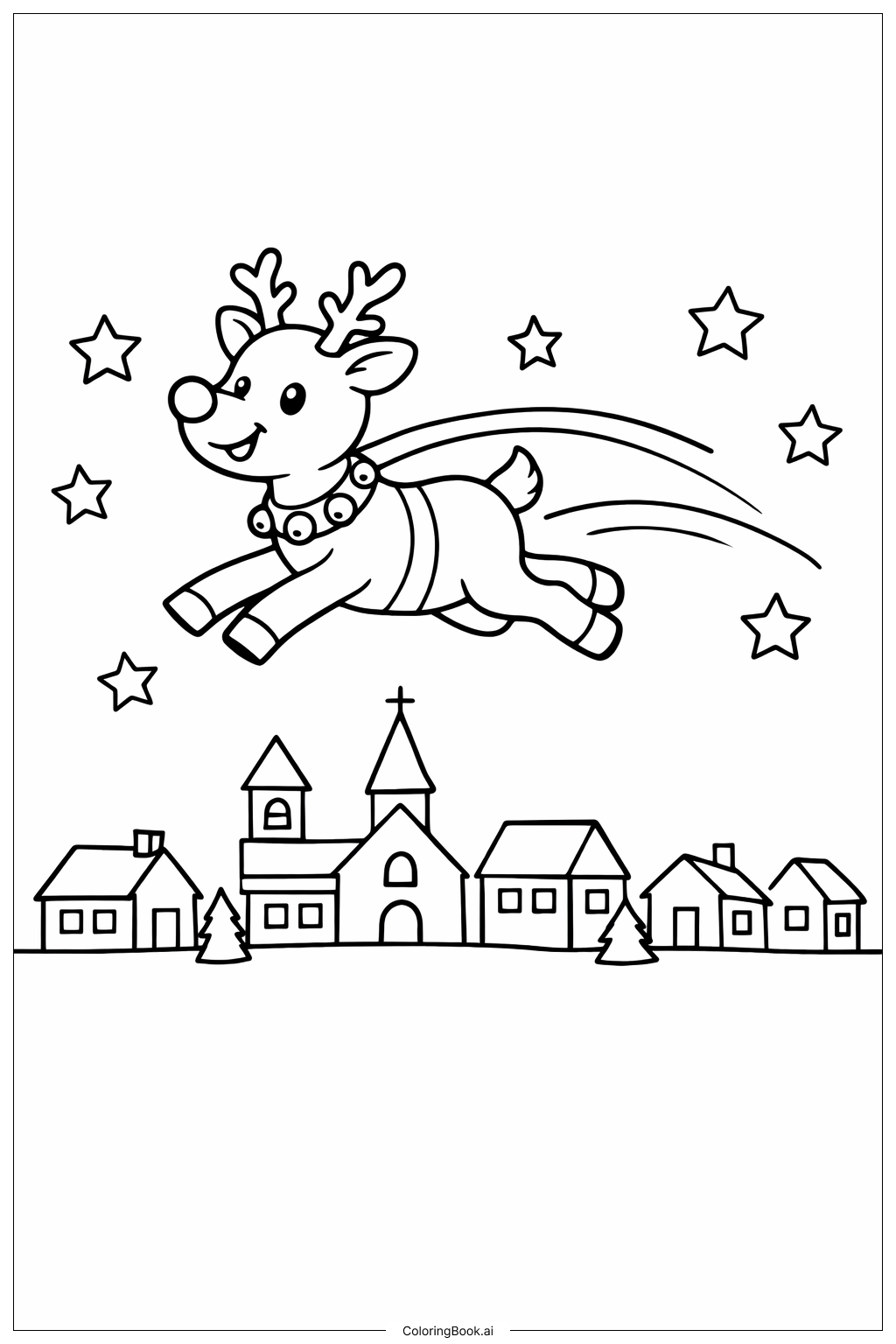  鲁道夫飞越小镇填色页 