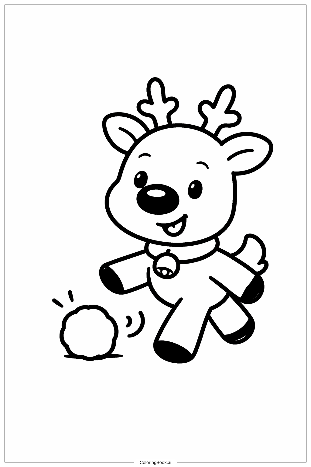  鲁道夫踢雪球填色页 