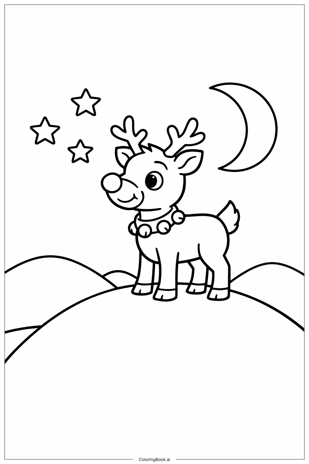  丘の上のルドルフの夜の塗り絵ページ 