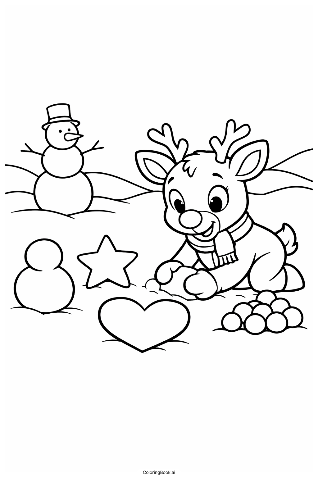  Trang tô màu Rudolph Chơi Trong Tuyết 