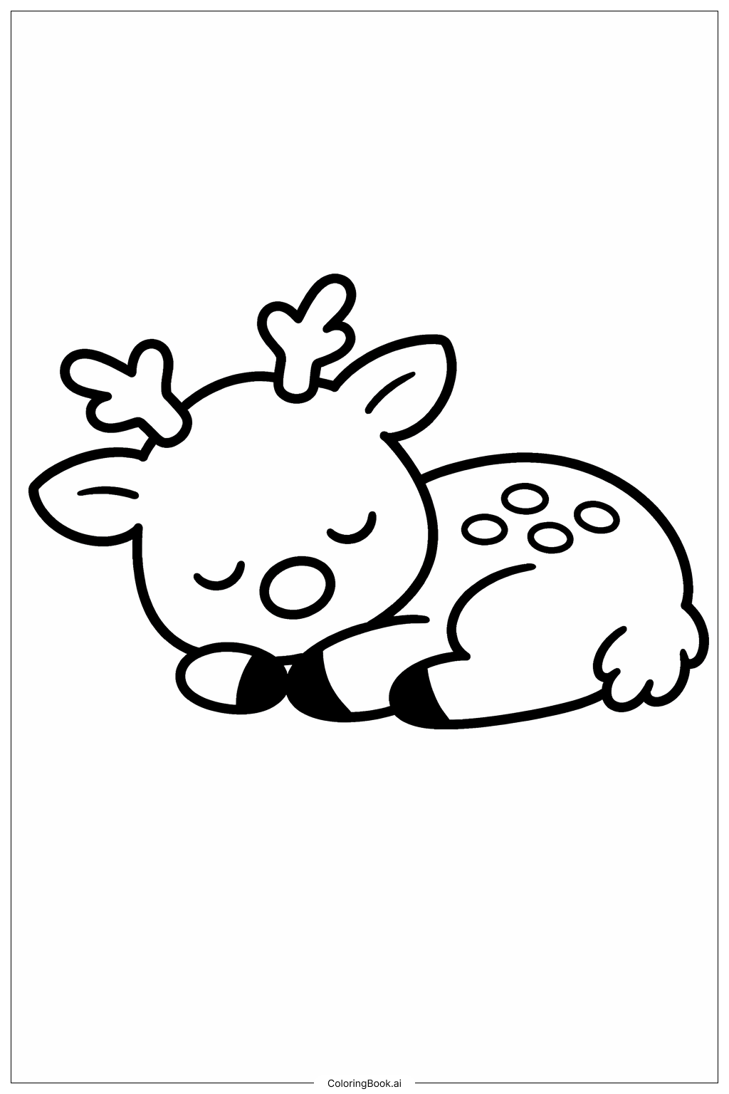  Rudolph Sleeping Cozy Coloring Page 