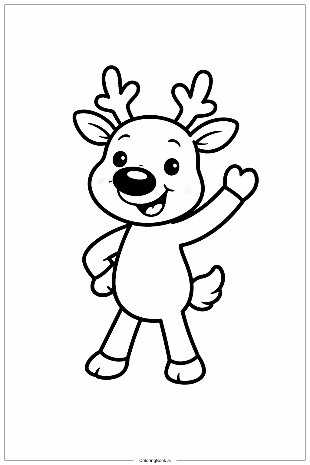  Rudolph Waving Hoof Coloring Page 
