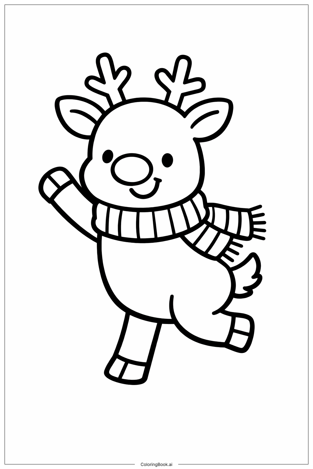  Rudolph Wearing Scarf Coloring Page 