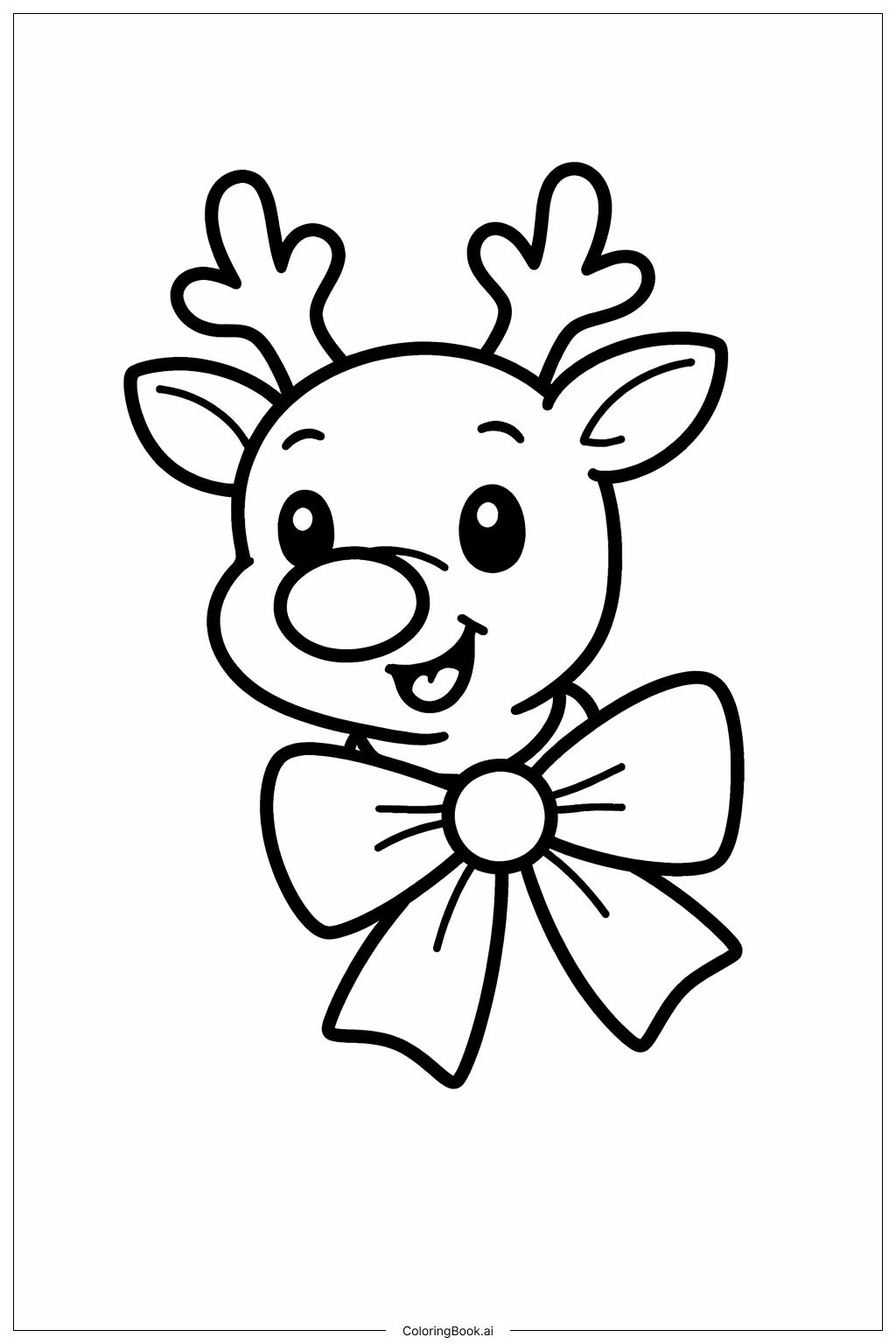  Rudolph With Bow Coloring Page 
