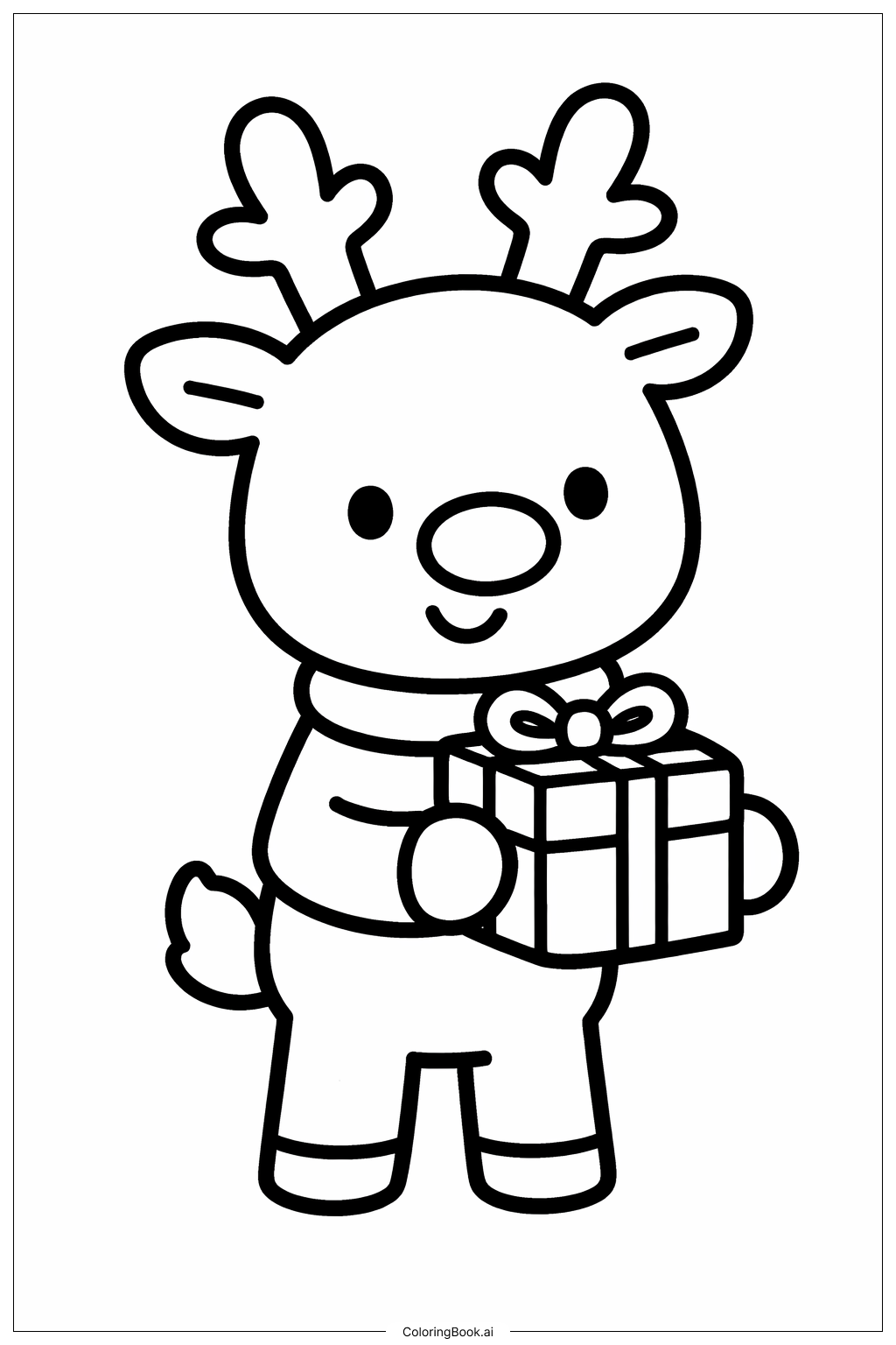  Rudolph With Simple Present Coloring Page 