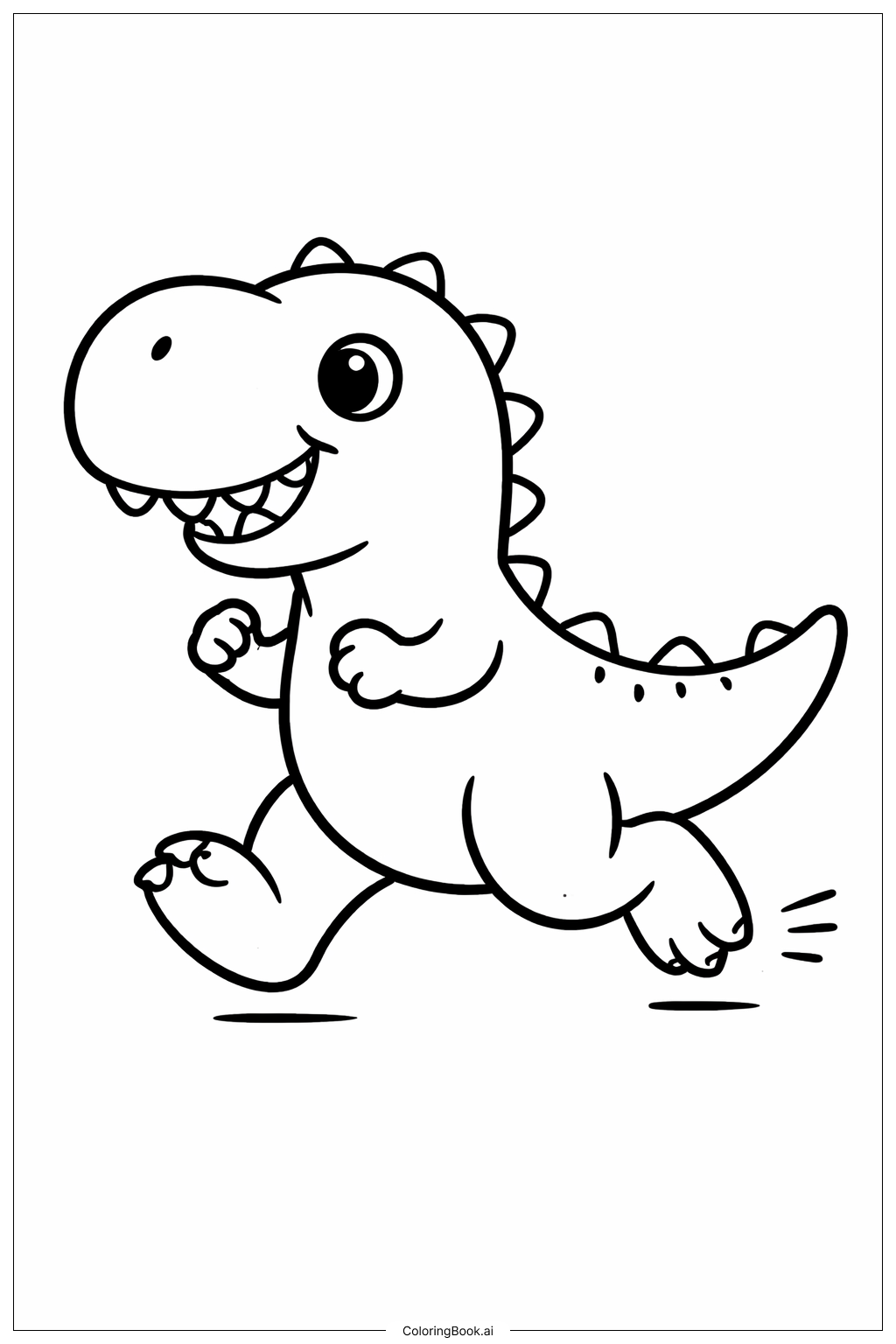  奔跑的恐龍角色著色頁 