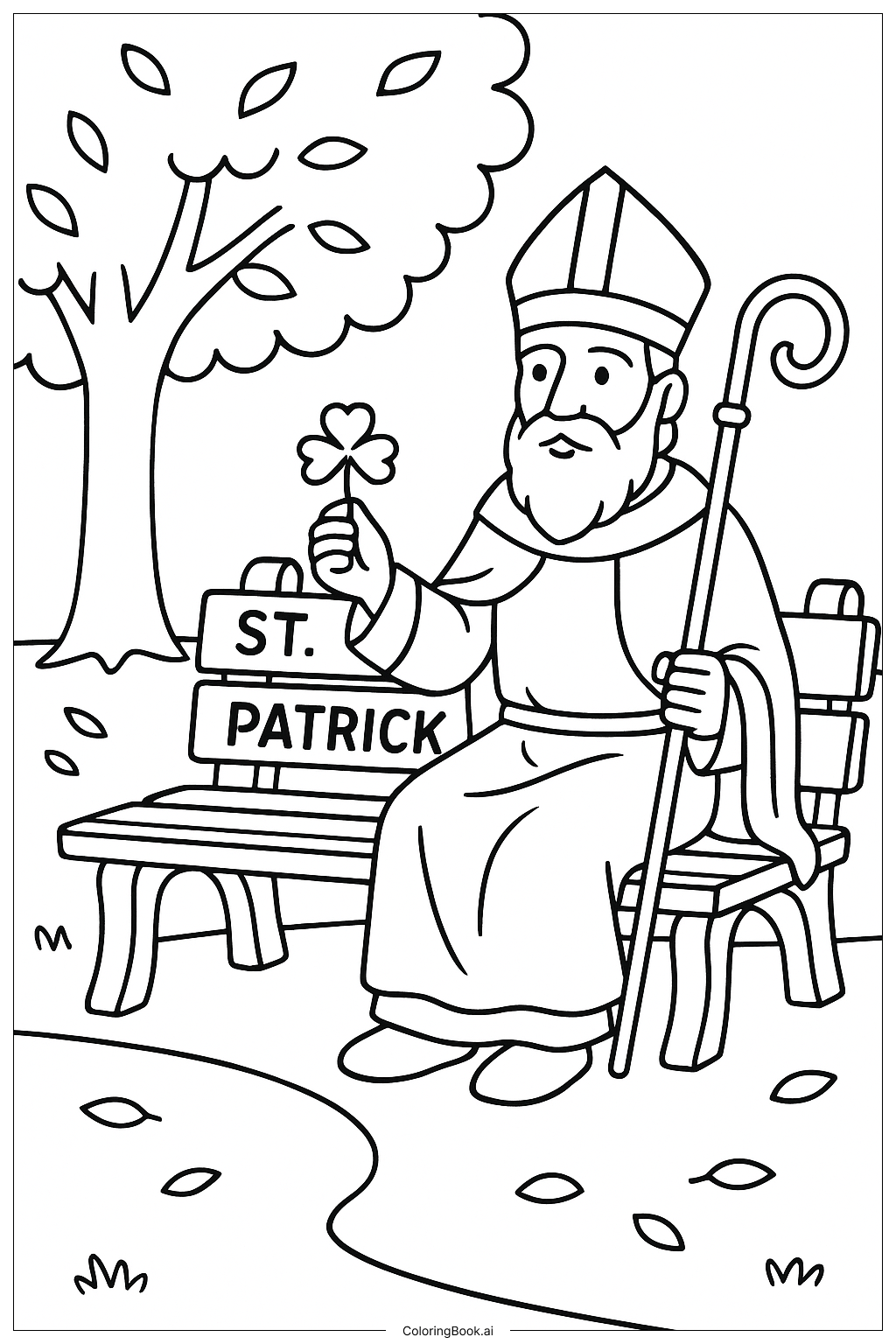  Saint Patrick Bench In Park Coloring Page 