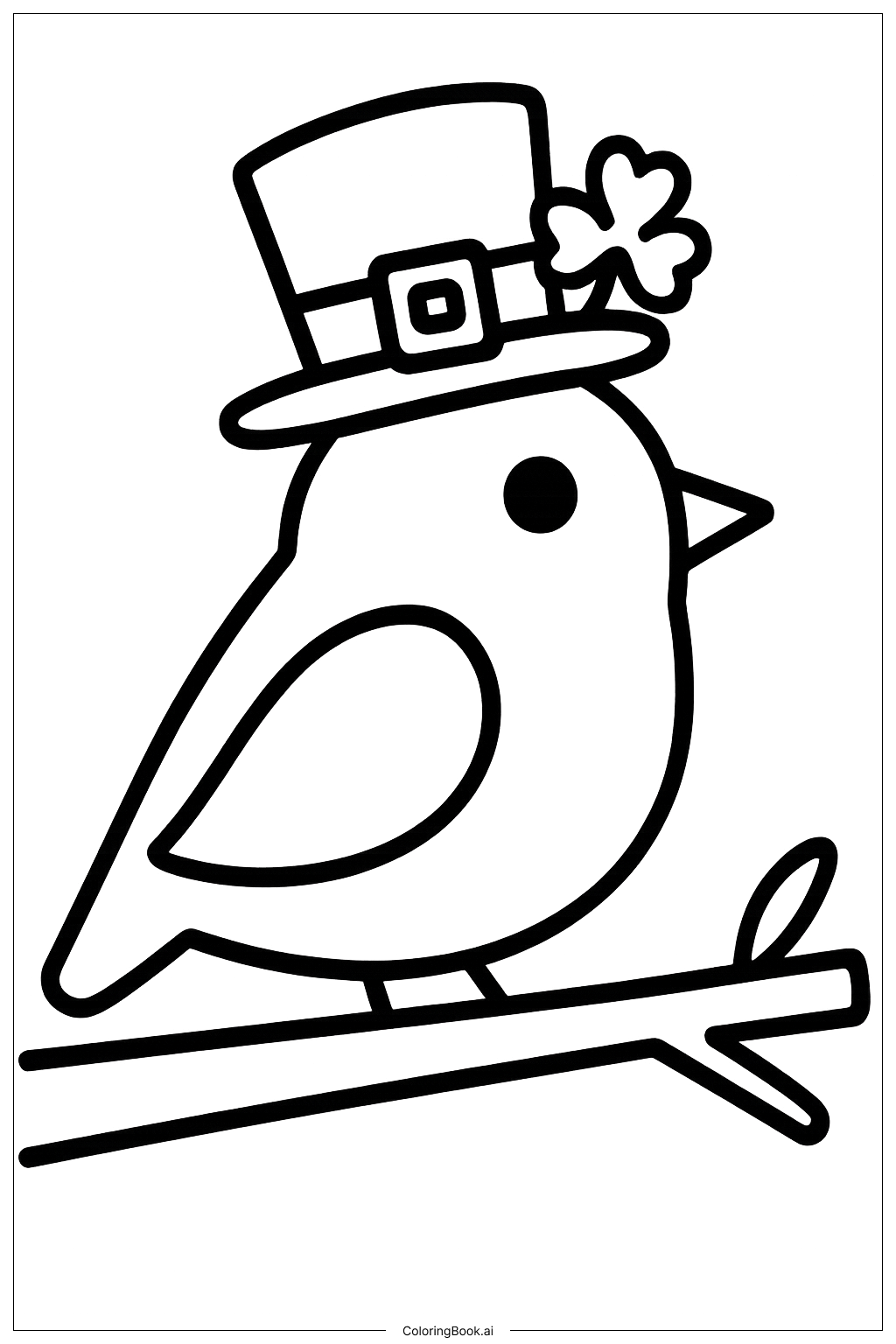  セントパトリックの枝にとまる鳥の塗り絵ページ 