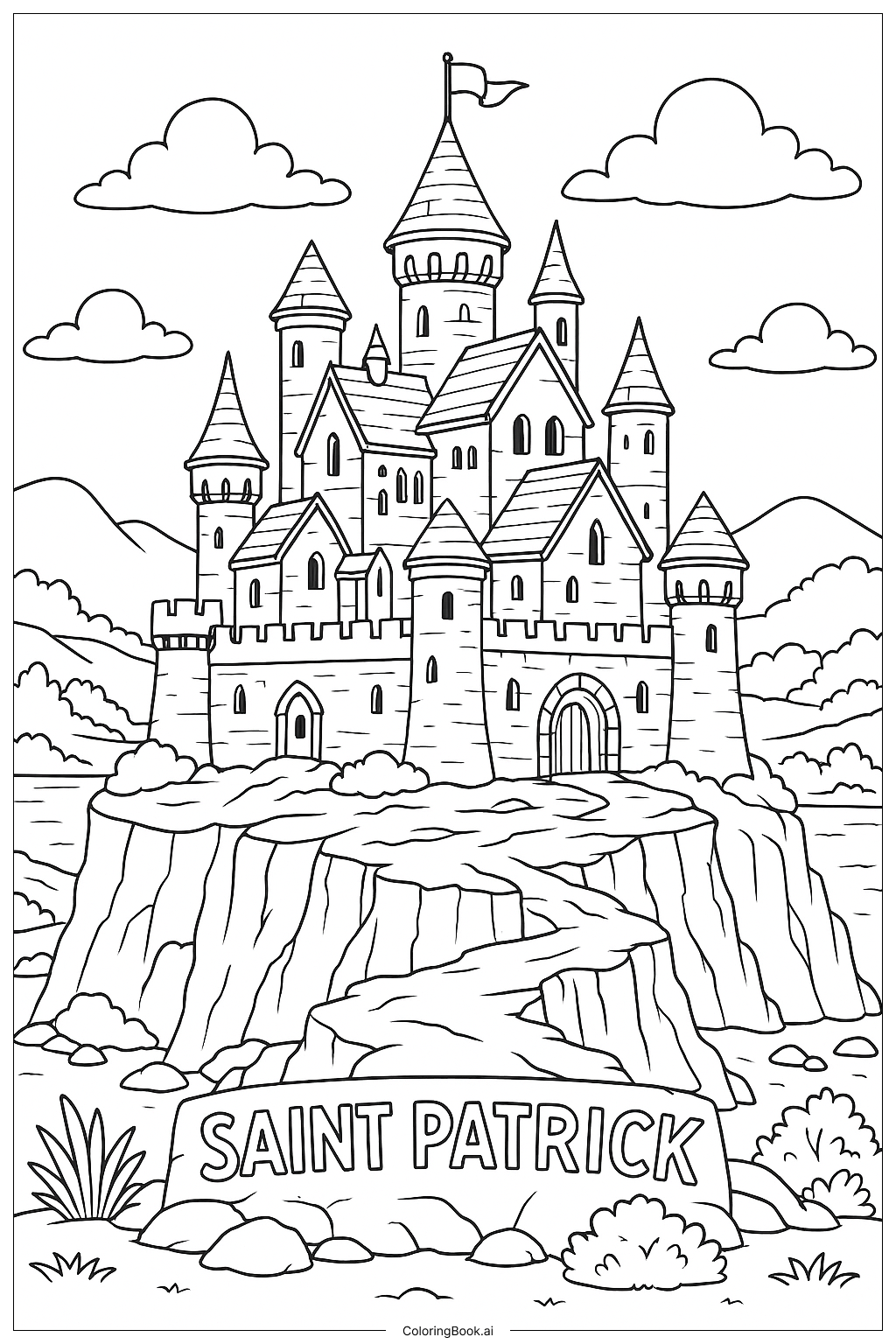  Saint Patrick Castle On Cliff Coloring Page 
