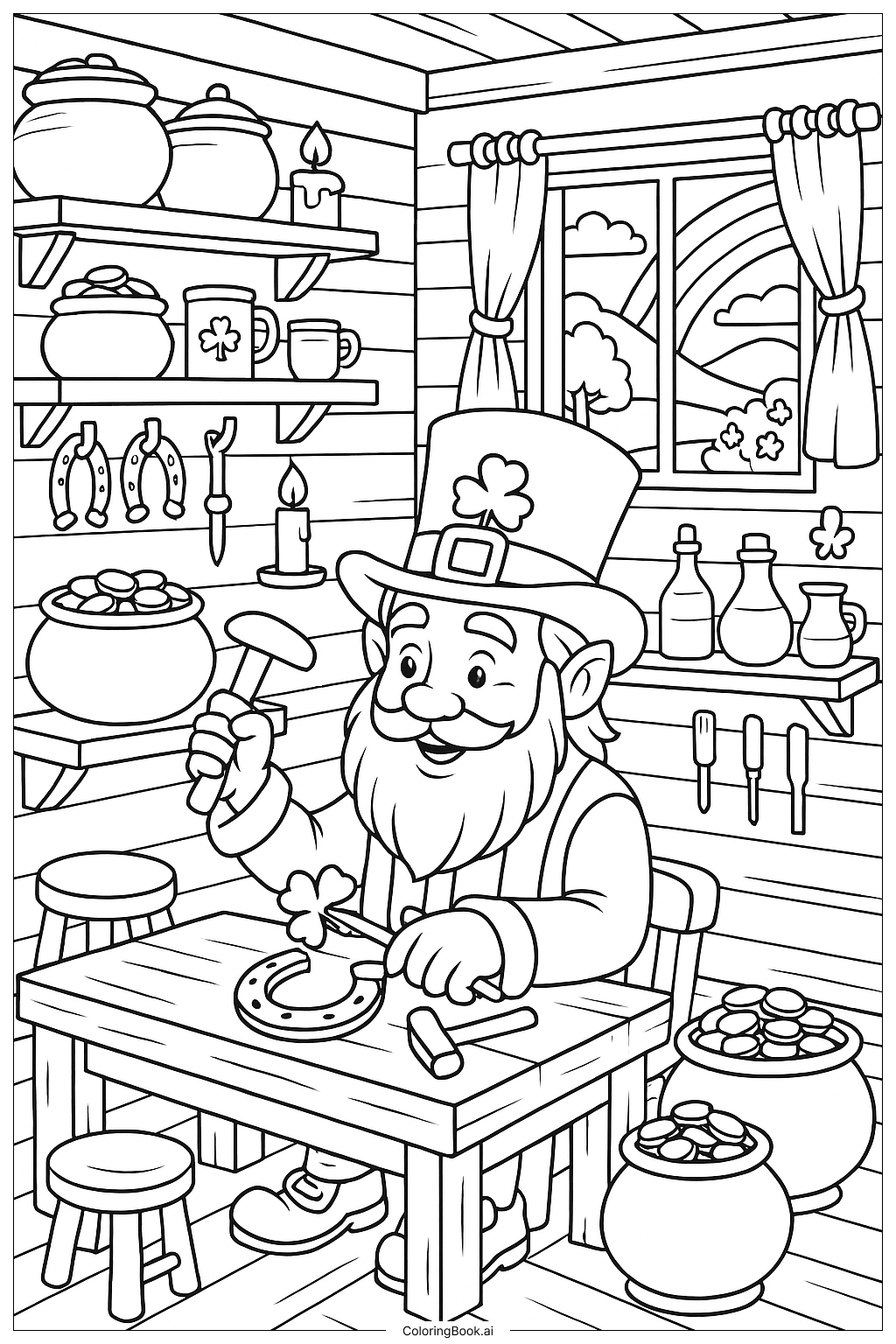  セントパトリックのレプラコーン工房の塗り絵ページ 
