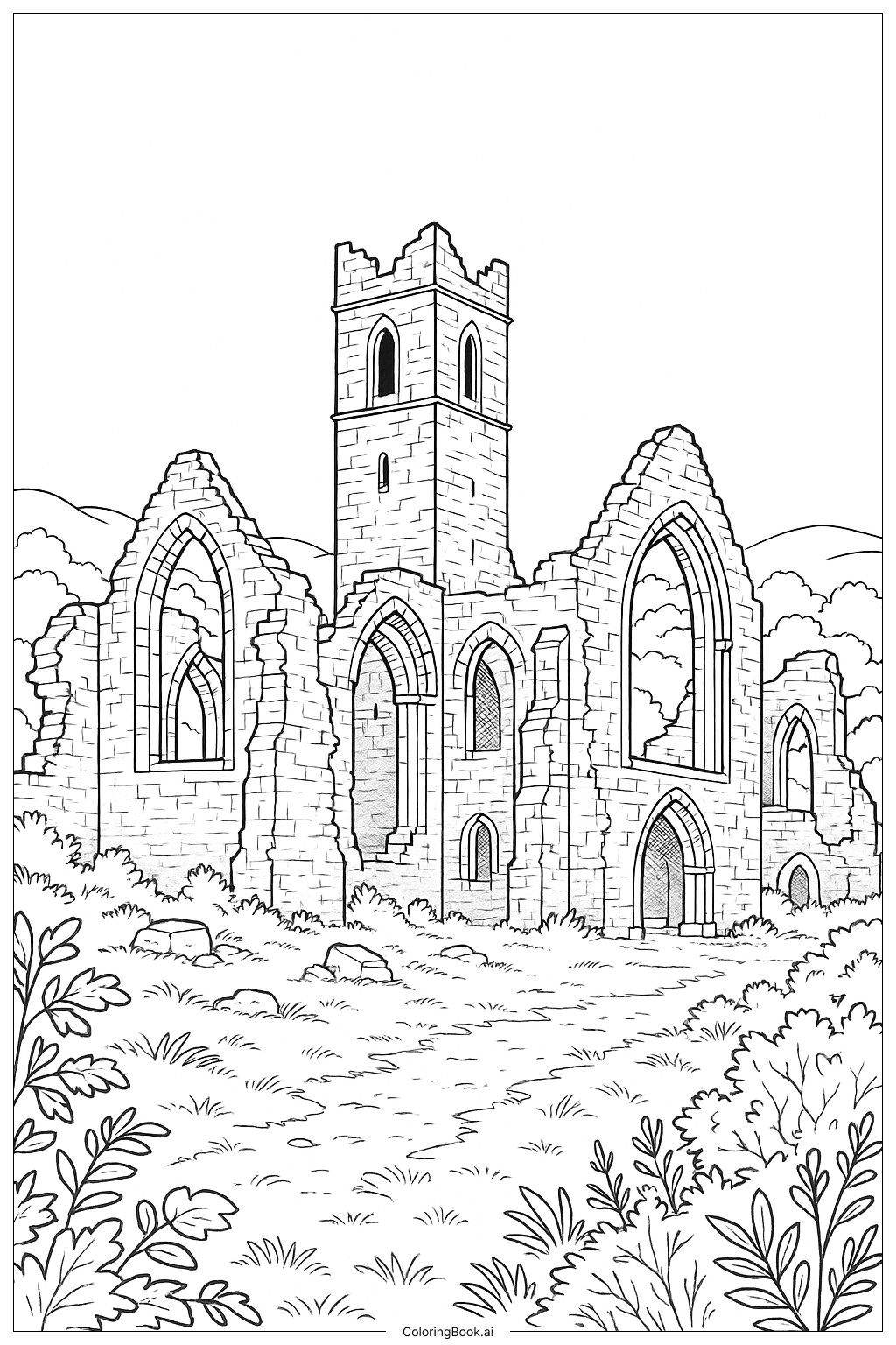  Saint Patrick Old Abbey Ruins Coloring Page 