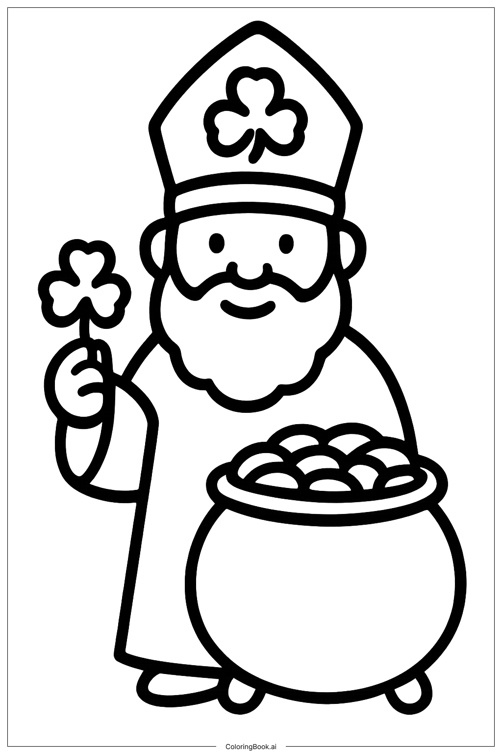  Página para colorir de Pote de Ouro de São Patrício 