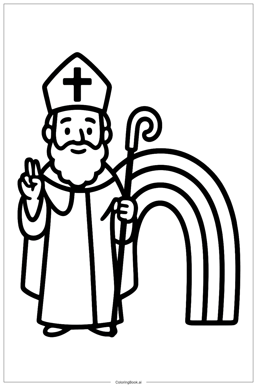  Página para colorir de São Patrício Arco-íris Simples 