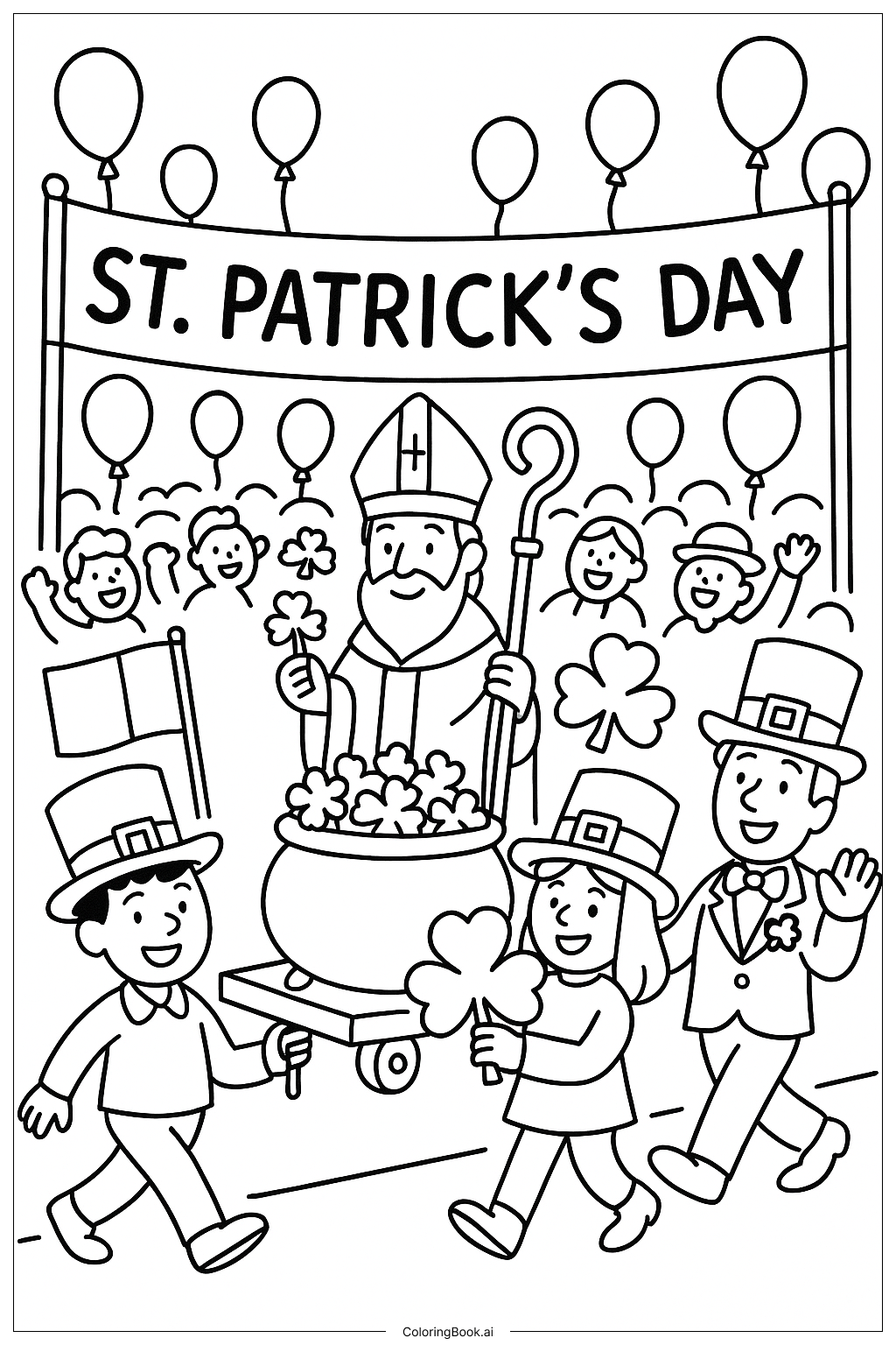  Página para colorear de Desfile Callejero de San Patricio 