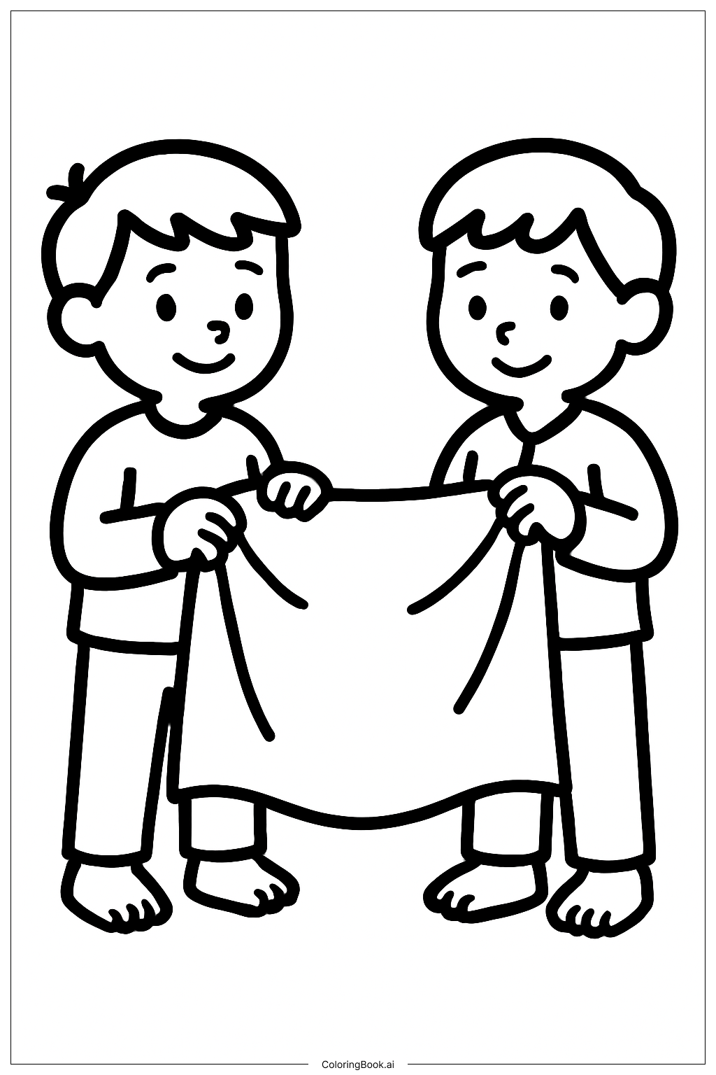 パジャマを着たサジャの男の子たちの塗り絵ページ