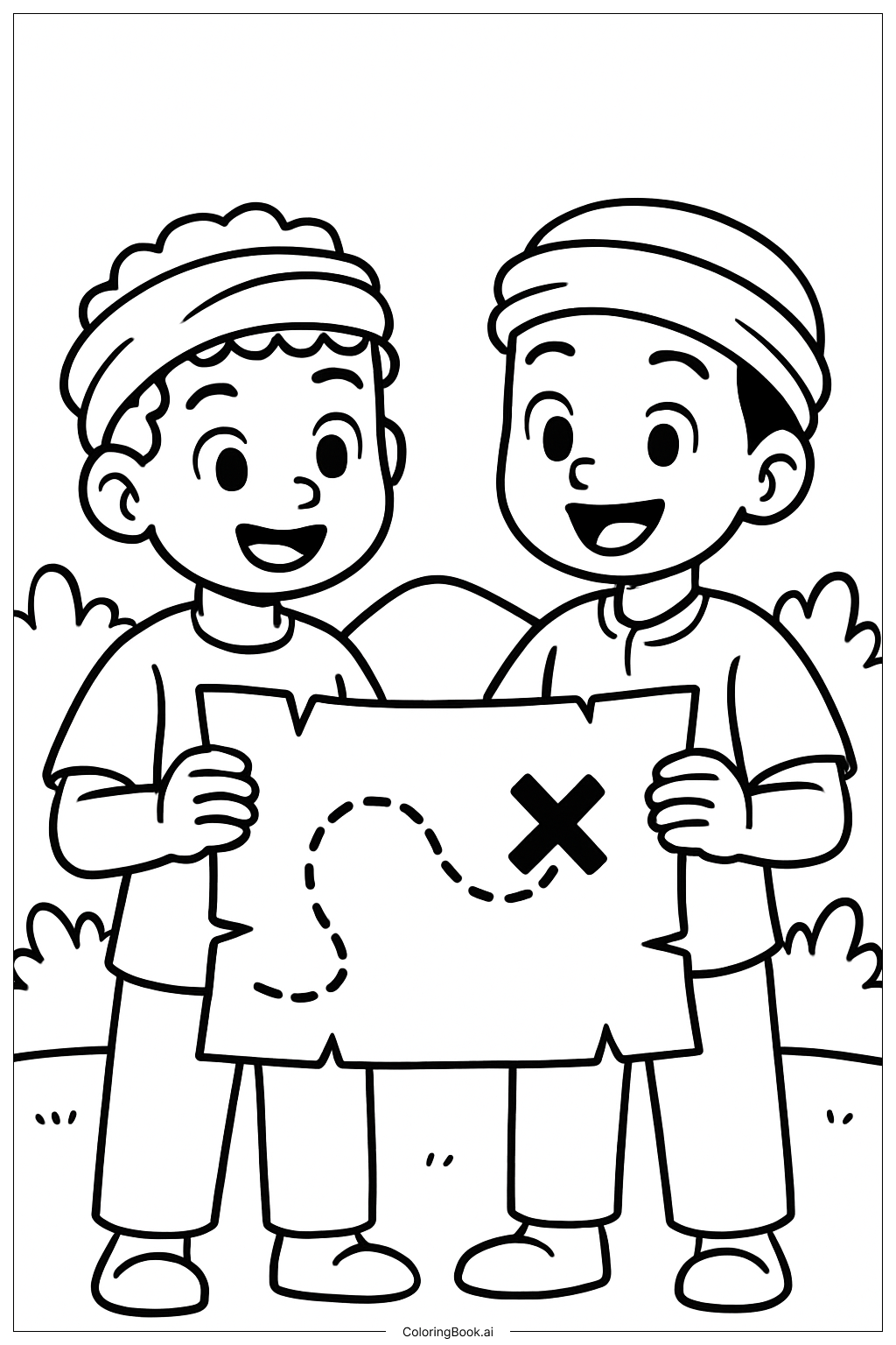 サジャボーイズの宝探しの塗り絵ページ