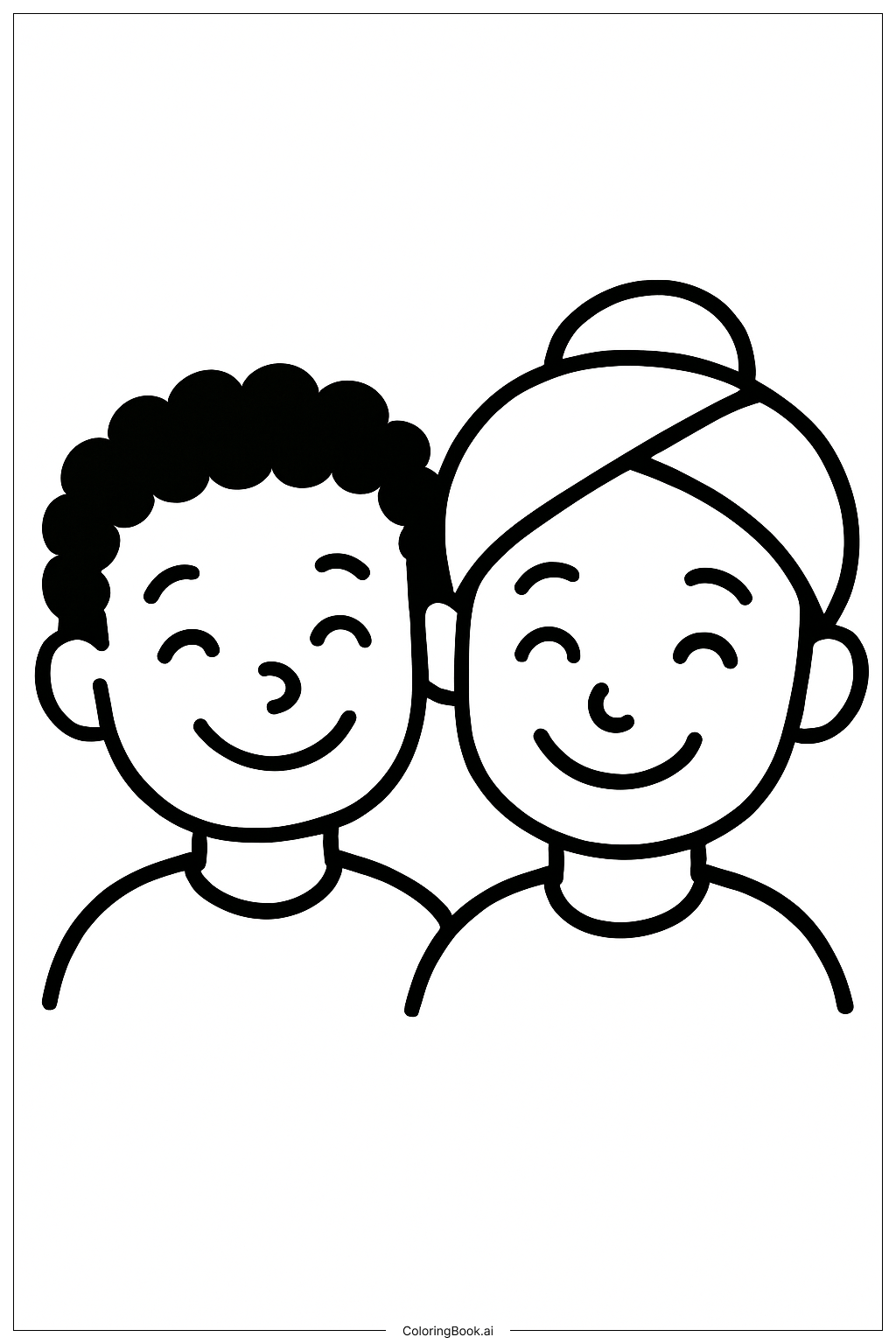 サジャの男の子たちの笑顔の塗り絵ページ