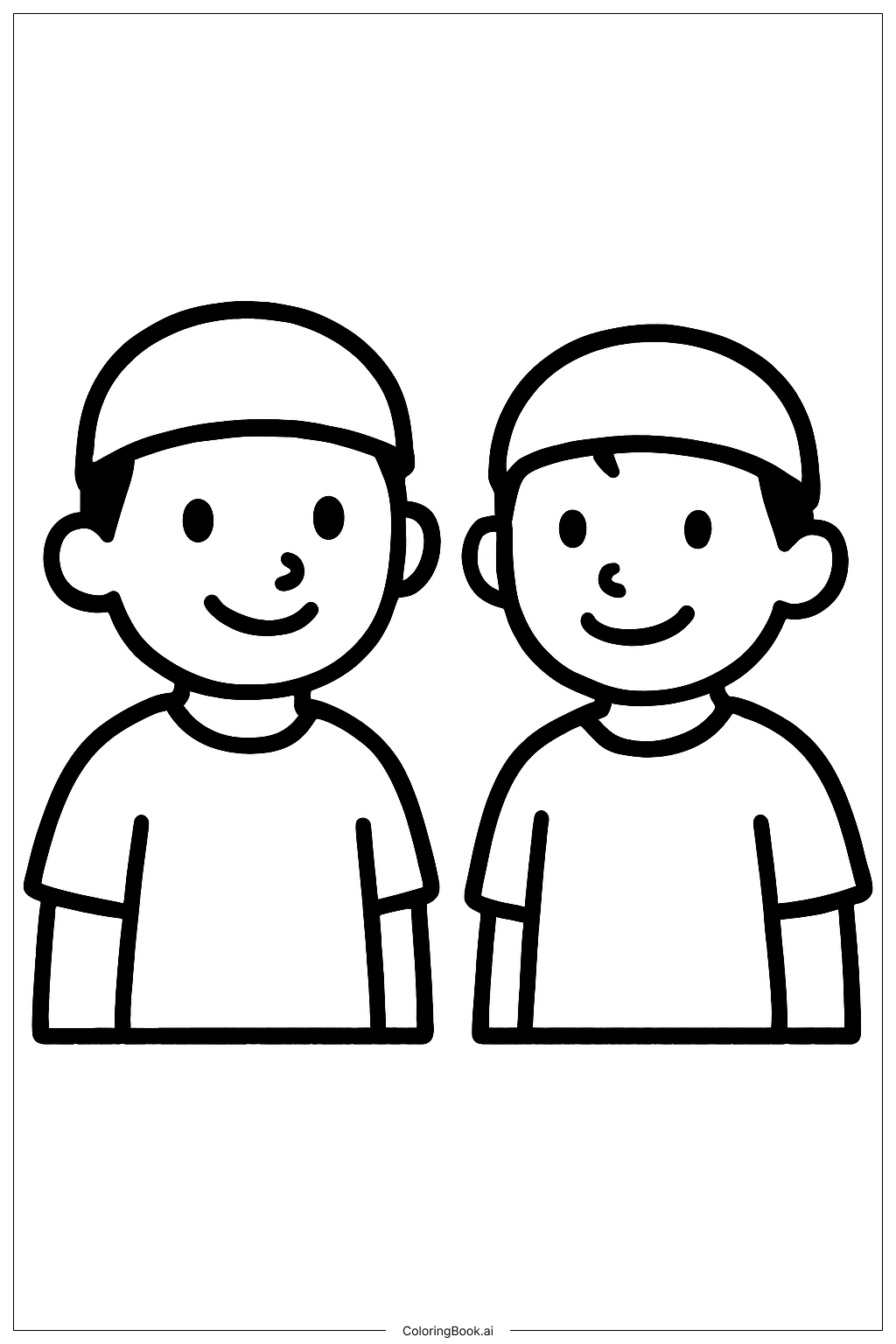 帽子をかぶったサジャの男の子たちの塗り絵ページ