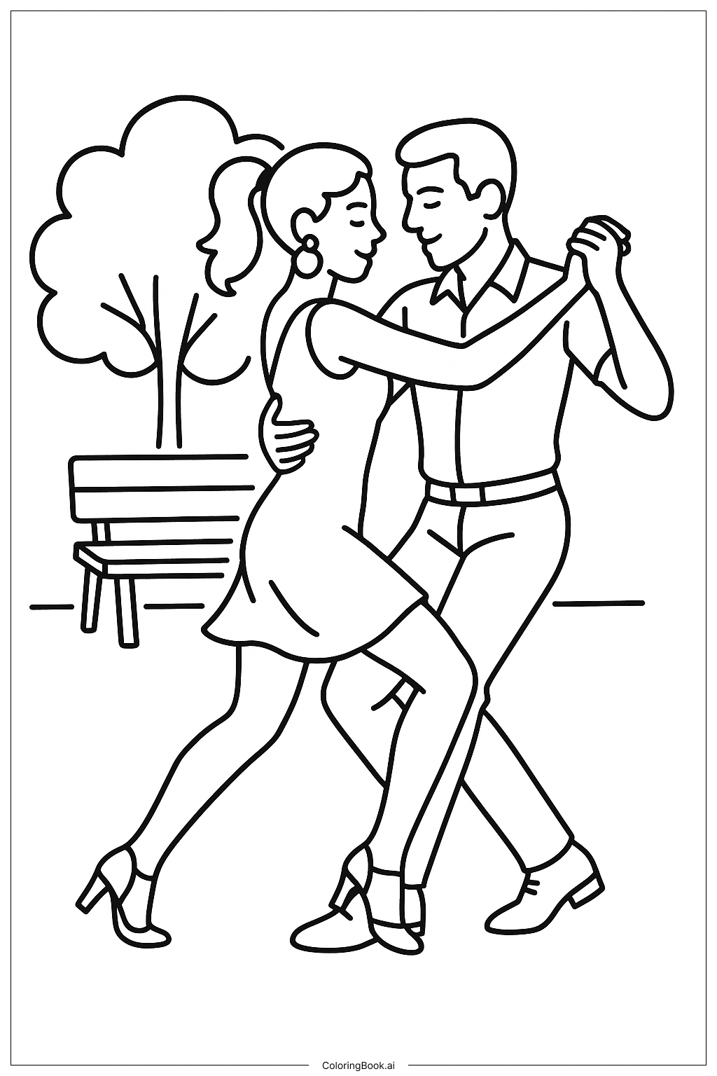  Salsa Dance Couple Coloring Page 