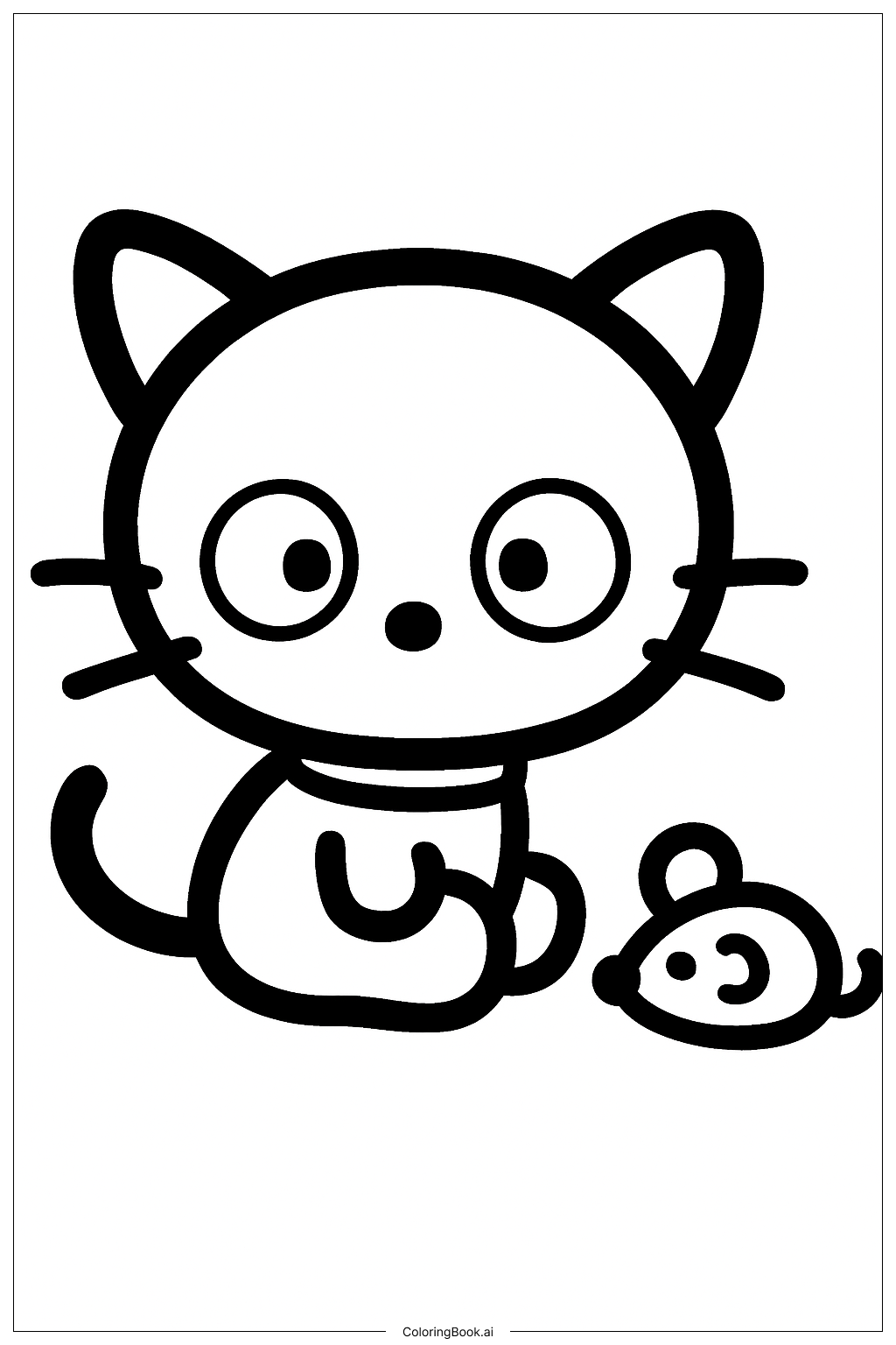  Página para colorear de Juguete de Ratón Sanrio Chococat 