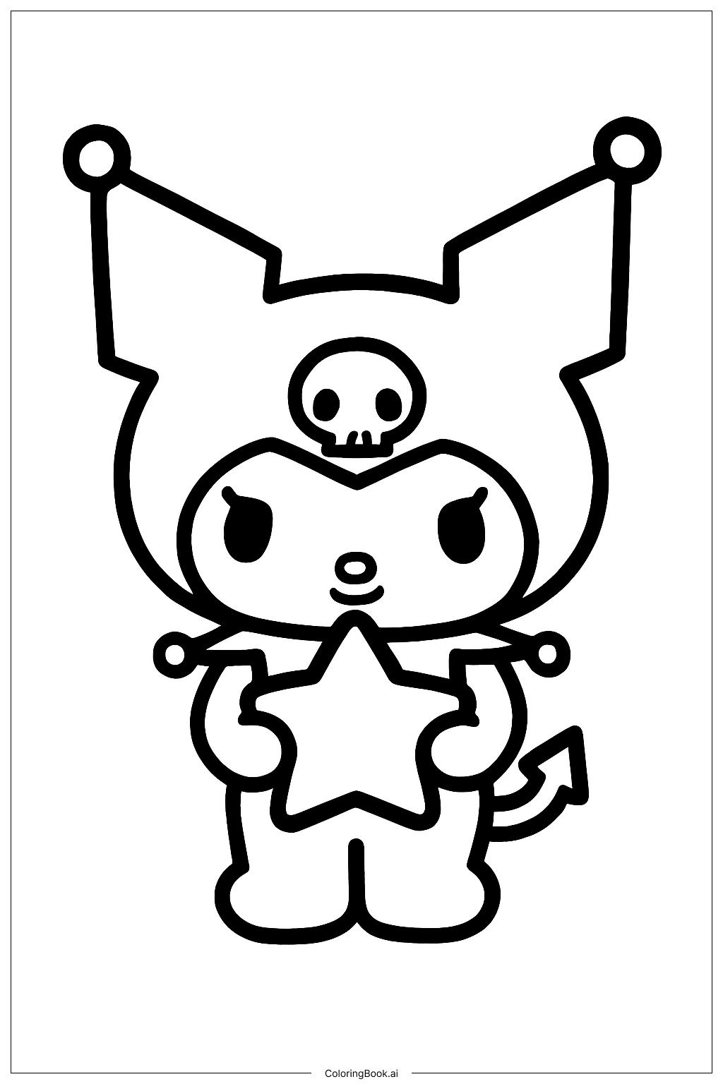  Página para colorear de Sanrio Kuromi Star 