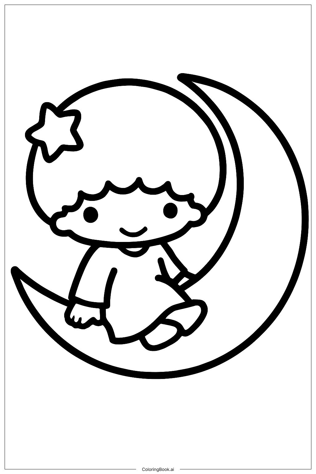  Página para colorear de Sanrio Little Twin Stars Luna 