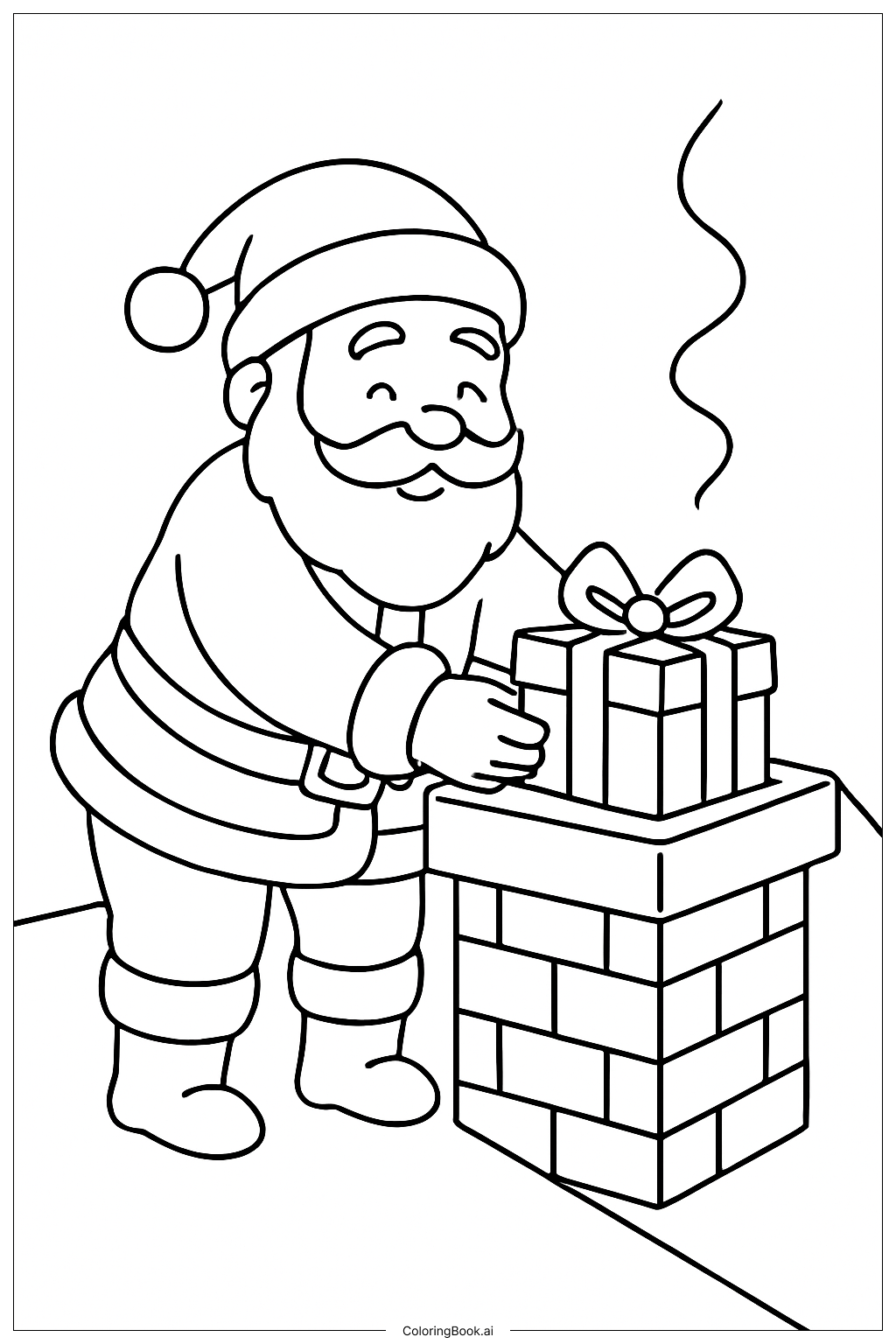  Trang tô màu Ông già Noel bên ống khói 