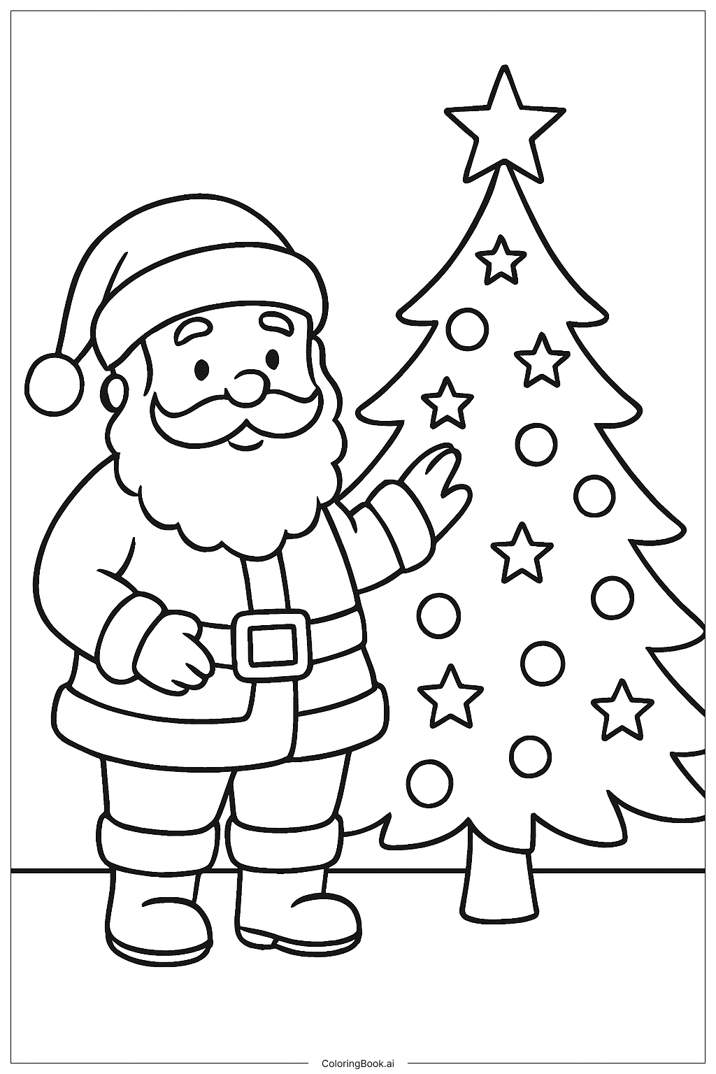  Trang tô màu Ông già Noel bên cây thông Noel 