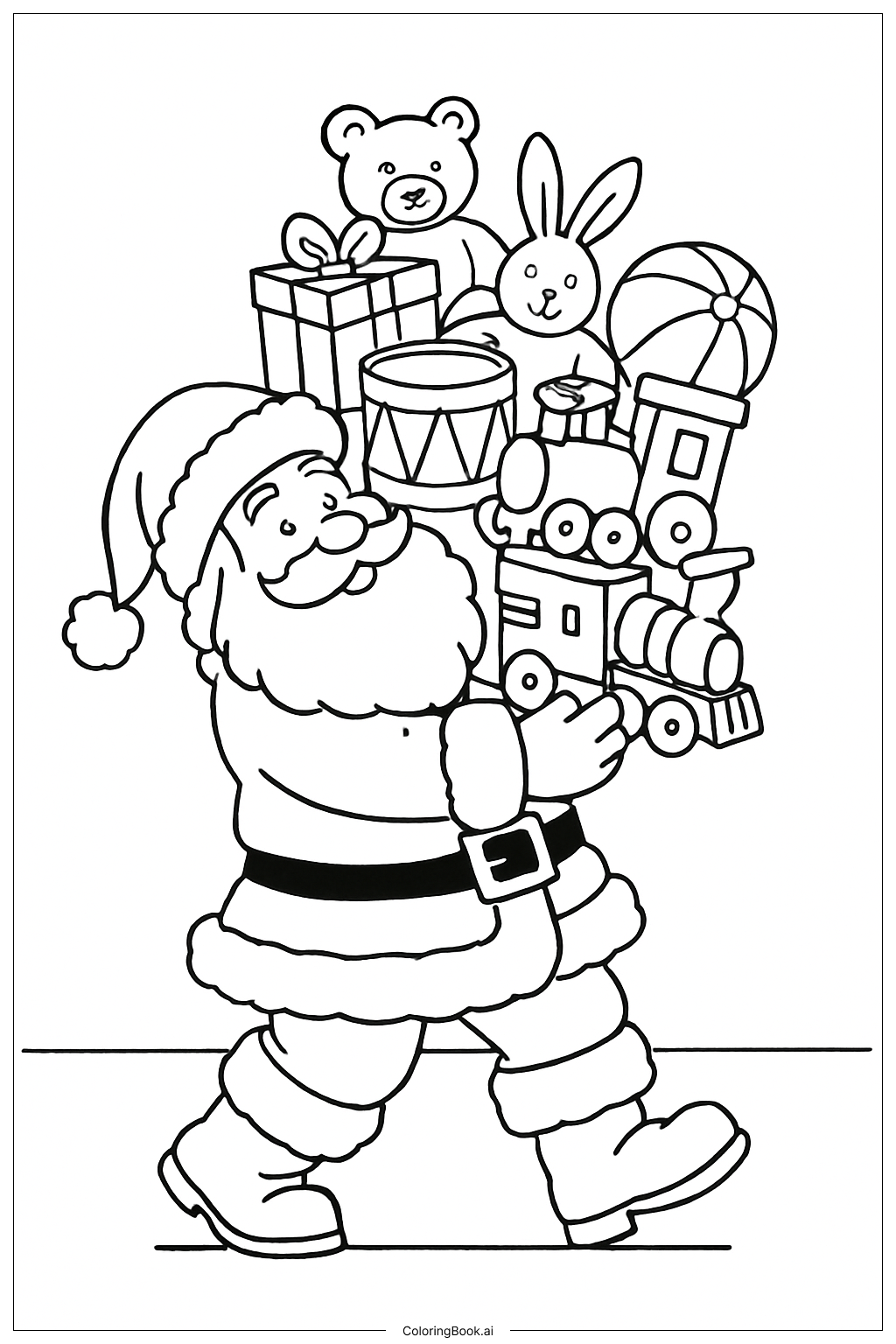 良い子の塗り絵を真面目にやってみたシリーズ228 #大人の塗り絵 #サンタ #ソリ #トナカイ #水彩画 #イラスト, image size:1024x1536