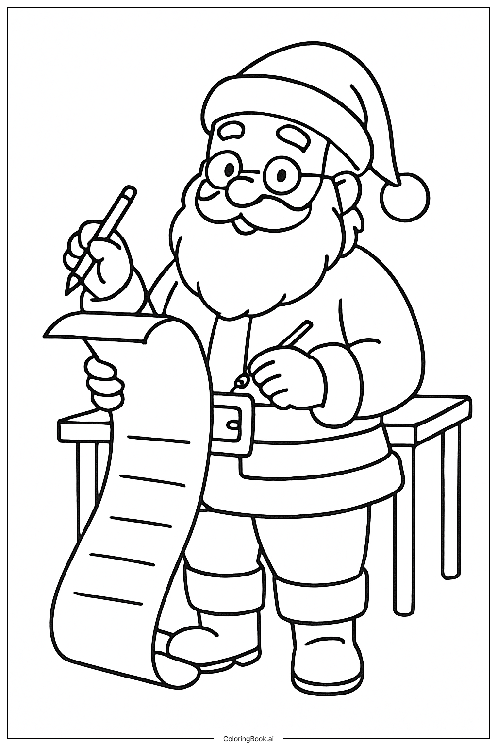  Trang tô màu Ông già Noel kiểm tra danh sách 