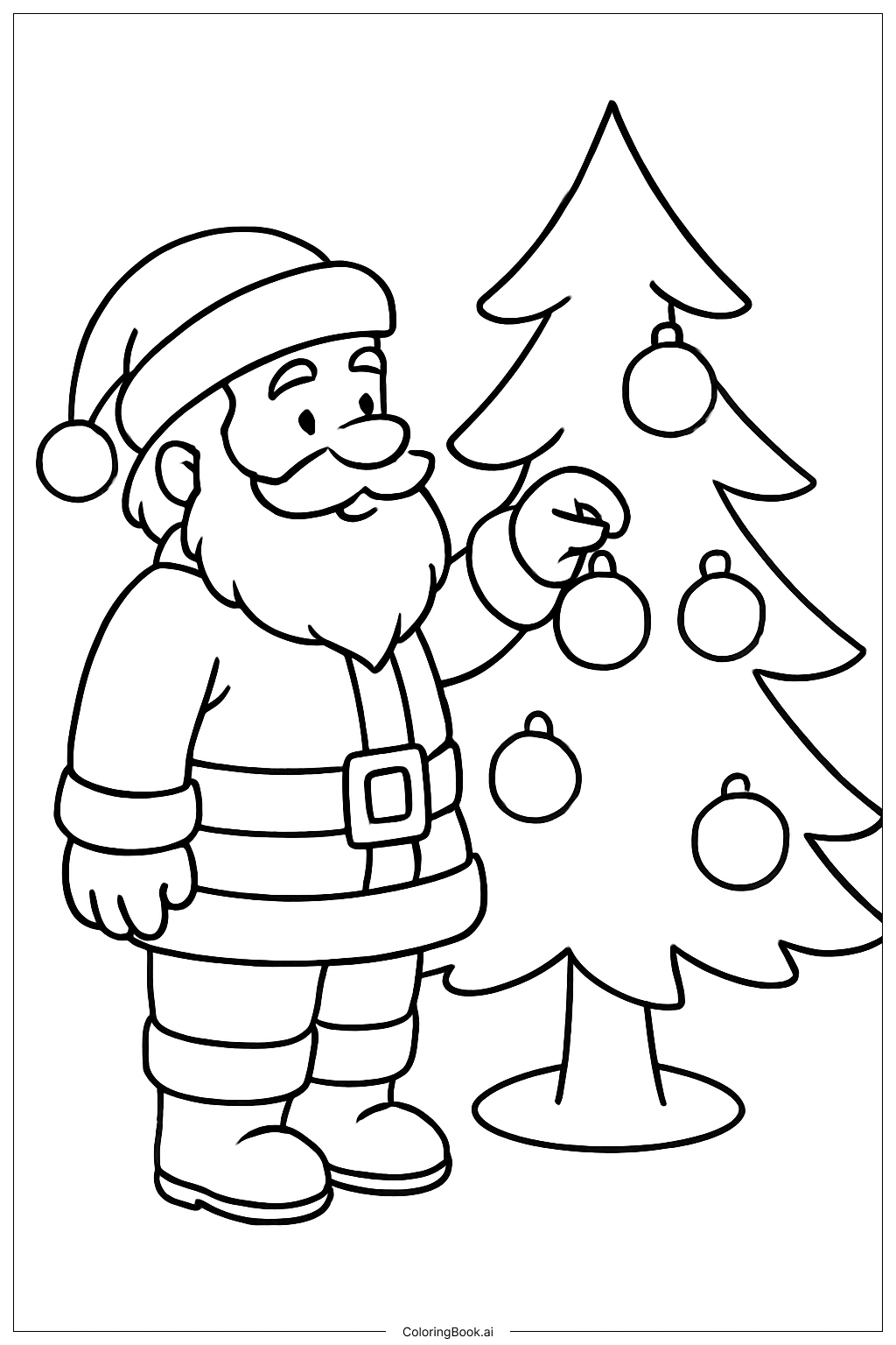  Trang tô màu Ông già Noel trang trí cây thông 