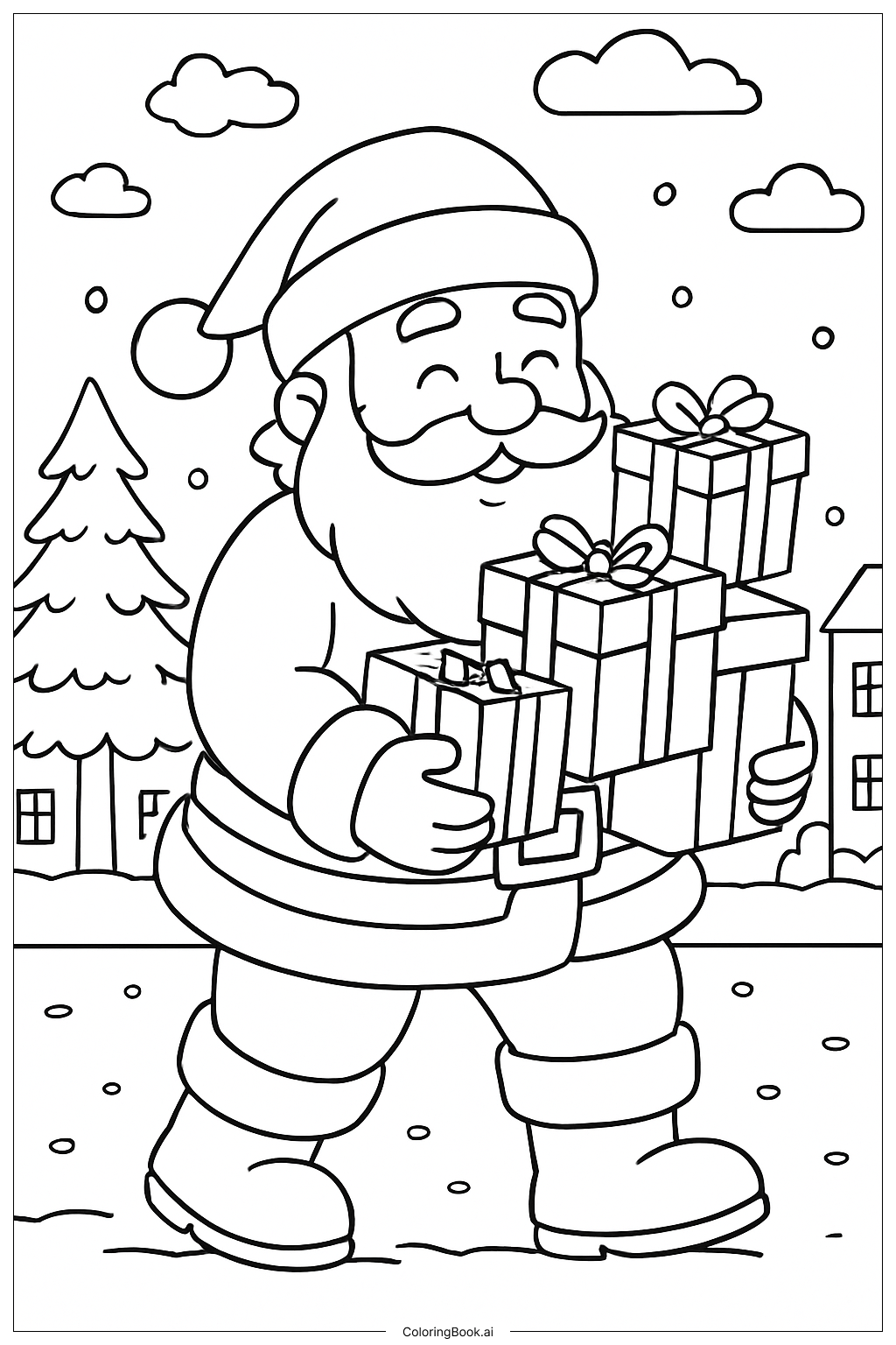  Trang tô màu Ông già Noel phát quà 