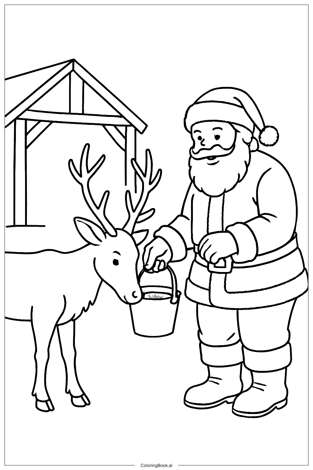  Trang tô màu Ông già Noel cho tuần lộc ăn 