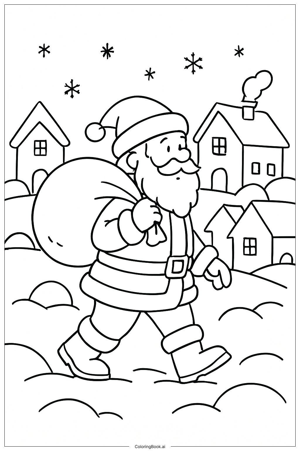  Trang tô màu Ông già Noel ở làng tuyết 
