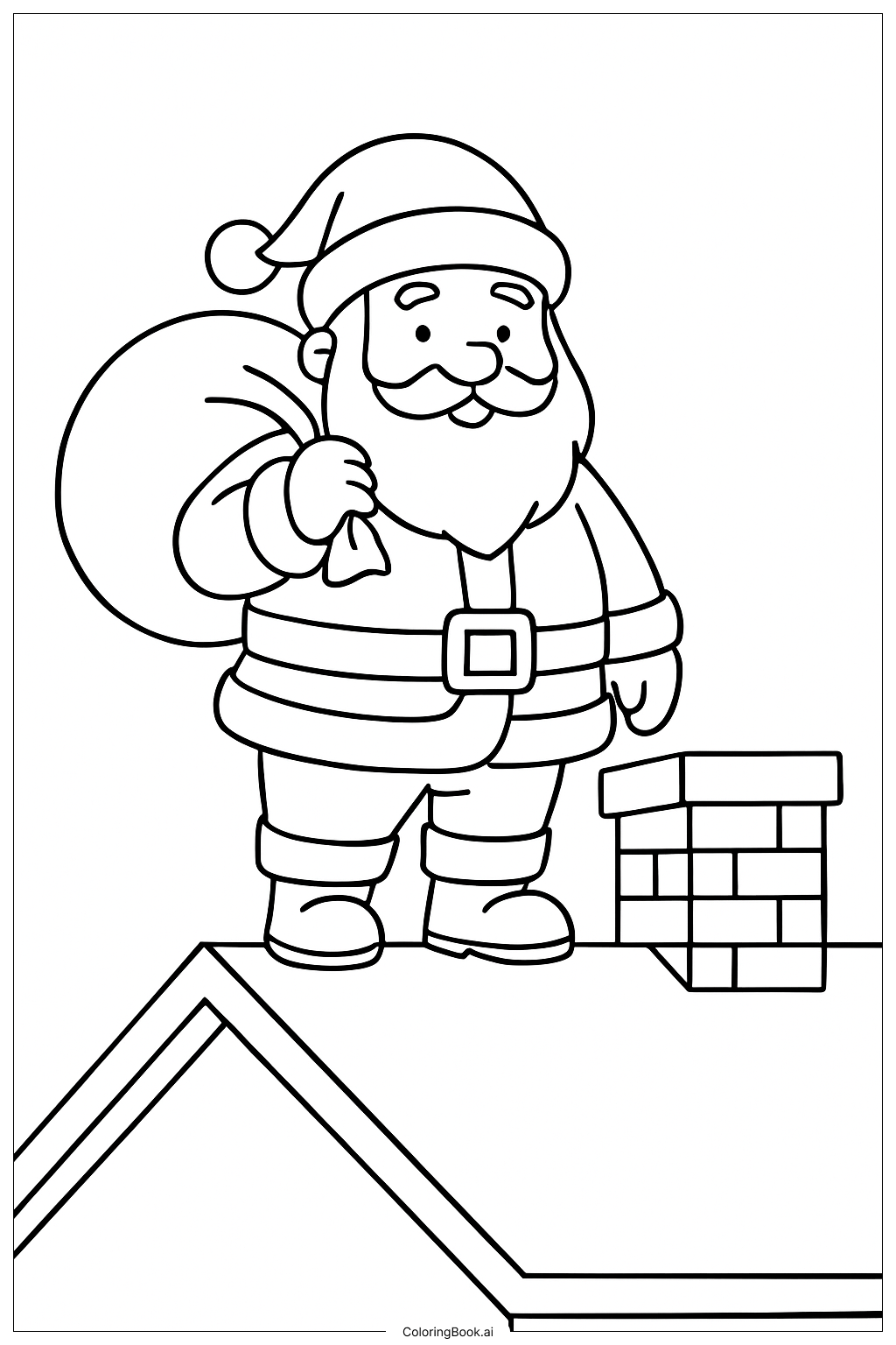  Trang tô màu Ông Già Noel Trên Mái Nhà 