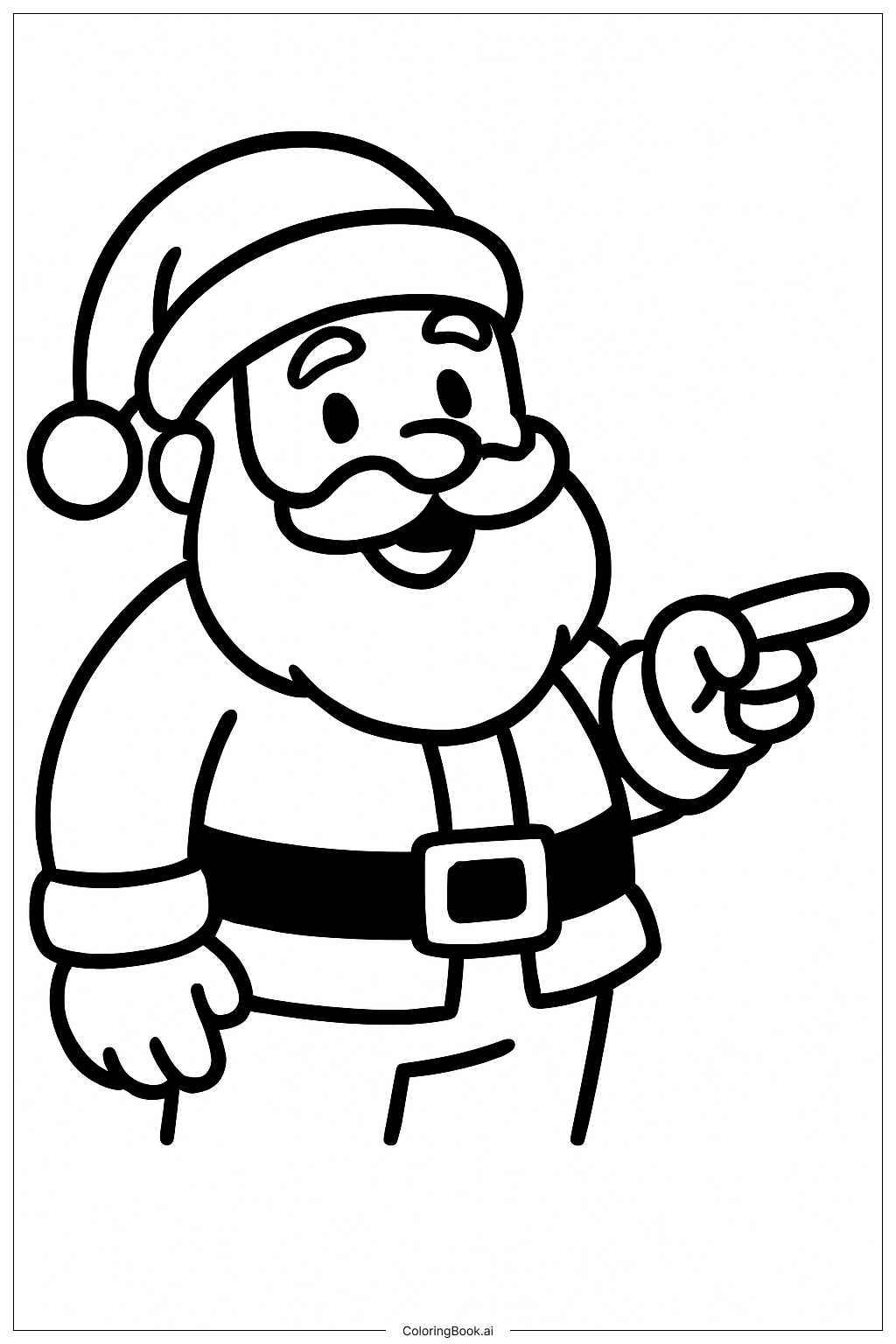  Trang tô màu Ông già Noel chỉ tay 